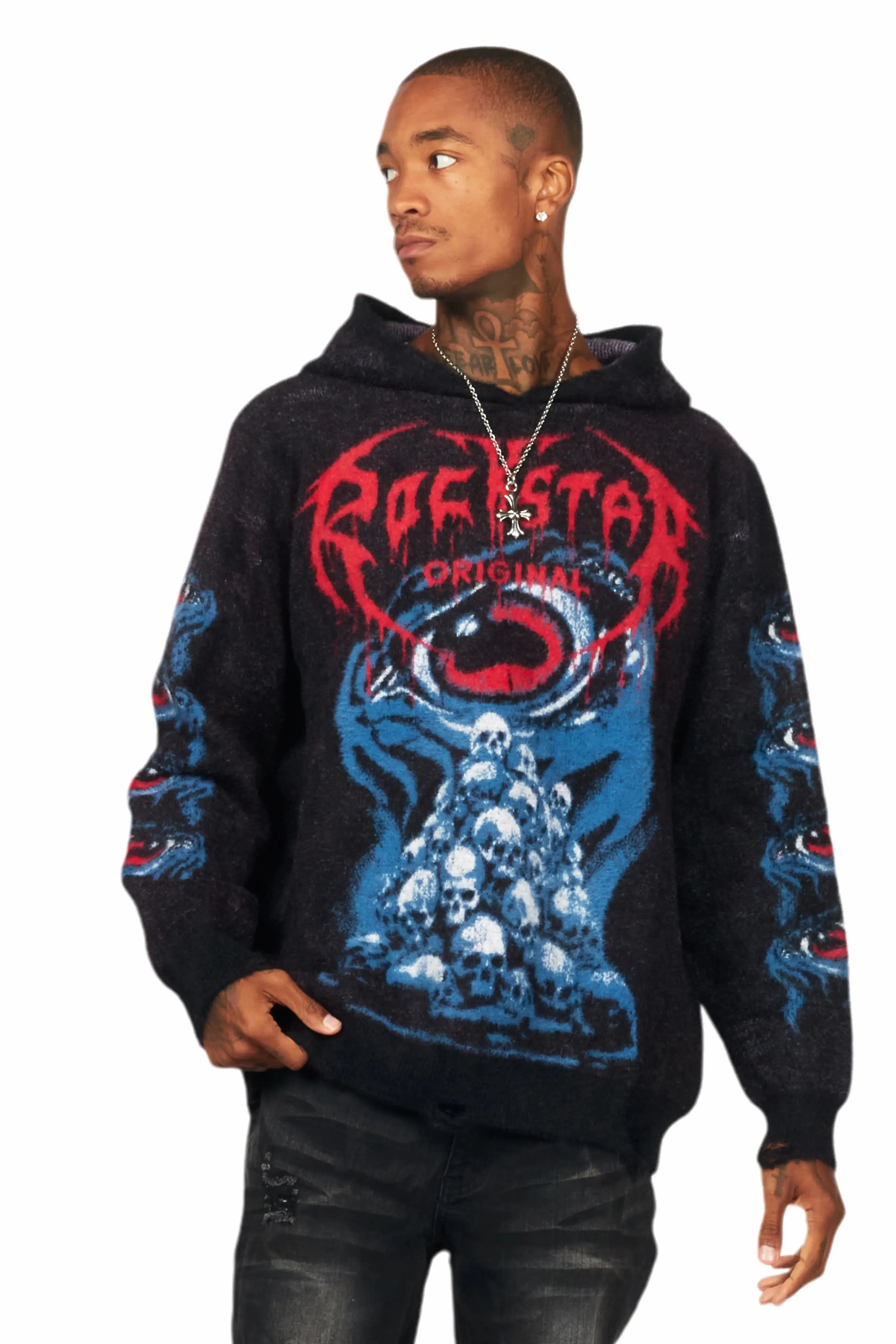 Ika Black Knit Hoodie sold by Rockstar Original product image thumbnail 2