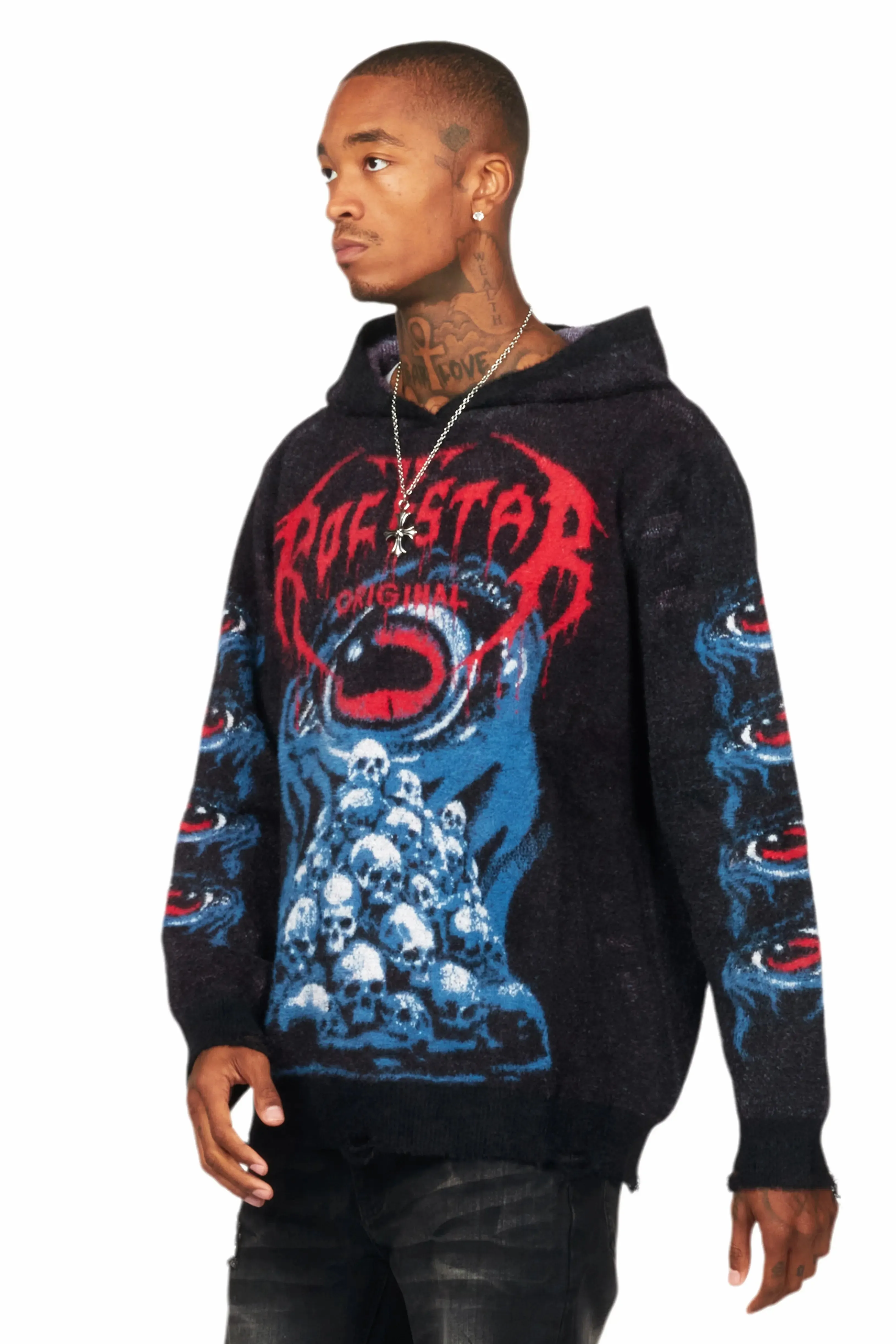 Ika Black Knit Hoodie sold by Rockstar Original product image thumbnail 5