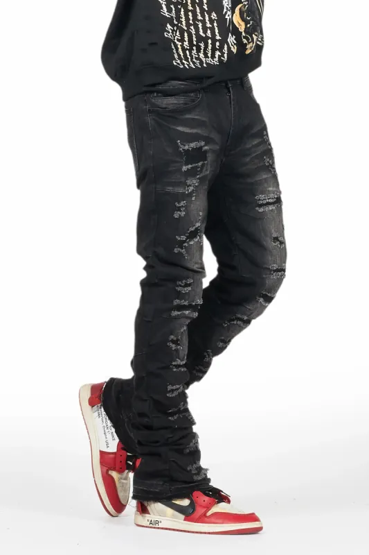 Mercol Black Stacked Flare Jean sold by Rockstar Original
