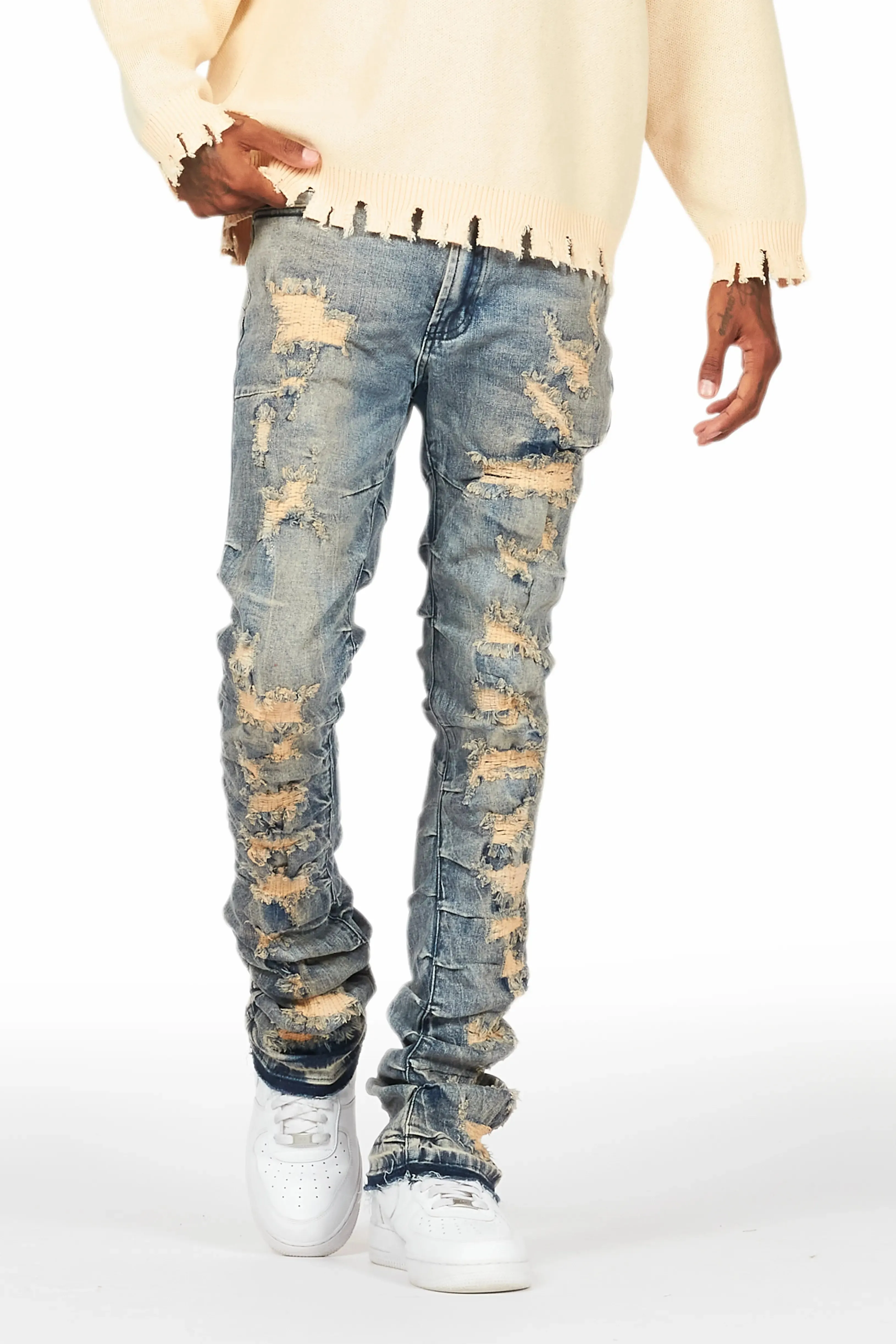 Mercol Blue Stacked Flare Jean sold by Rockstar Original