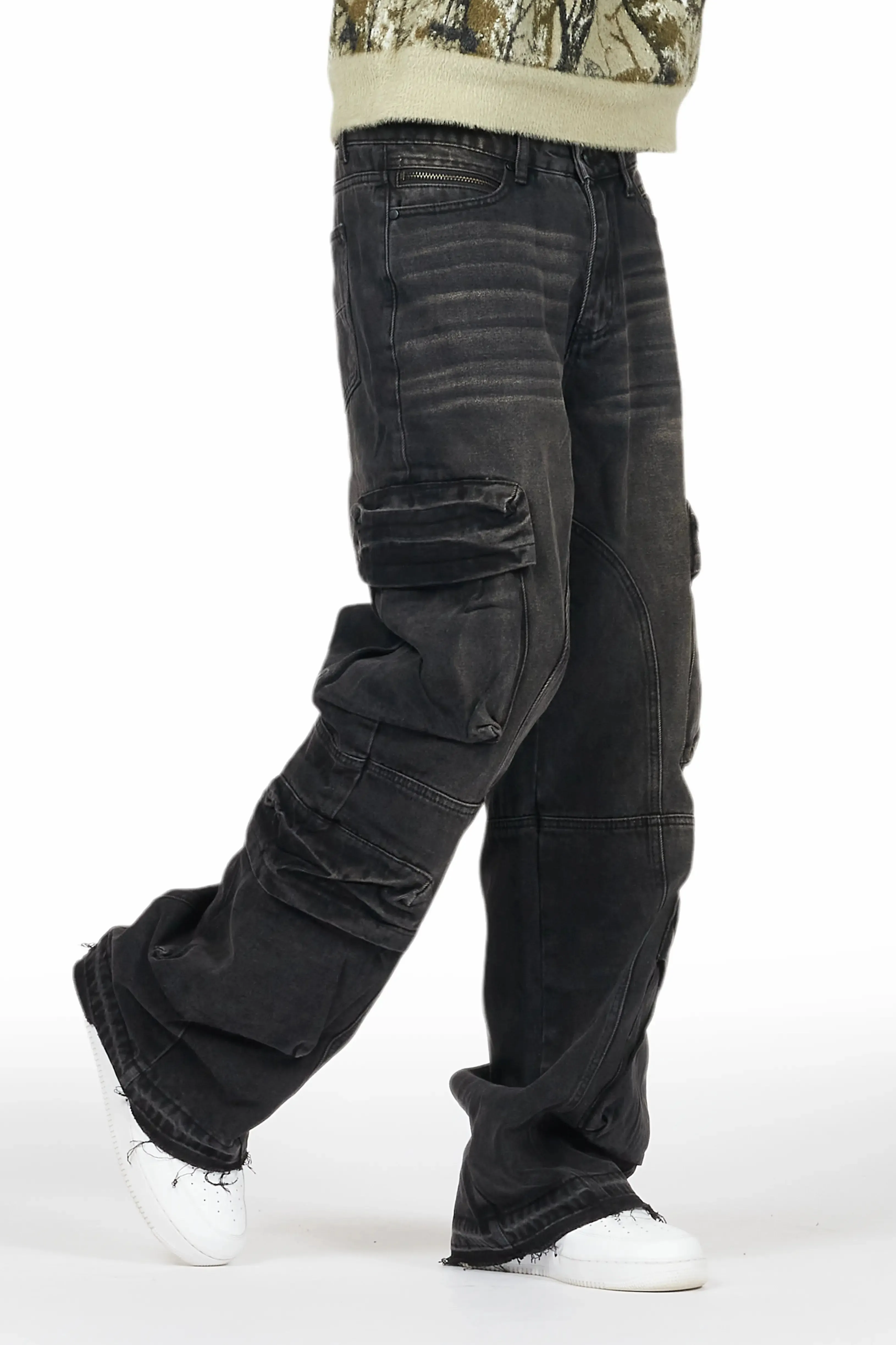 Gregor Black Baggy Fit Cargo Jean sold by Rockstar Original