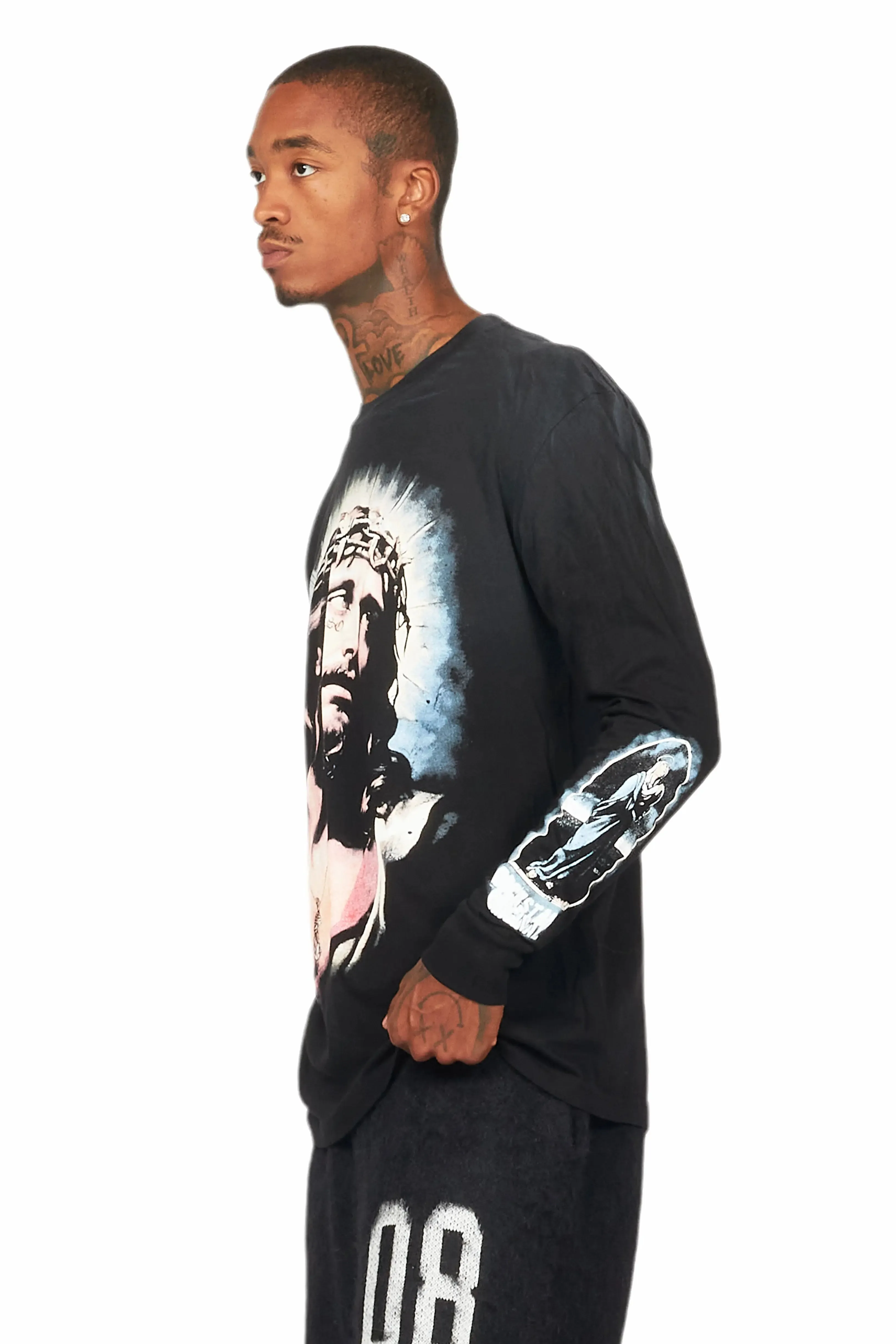 Dacre Black Long Sleeve Graphic T-Shirt sold by Rockstar Original product image thumbnail 5
