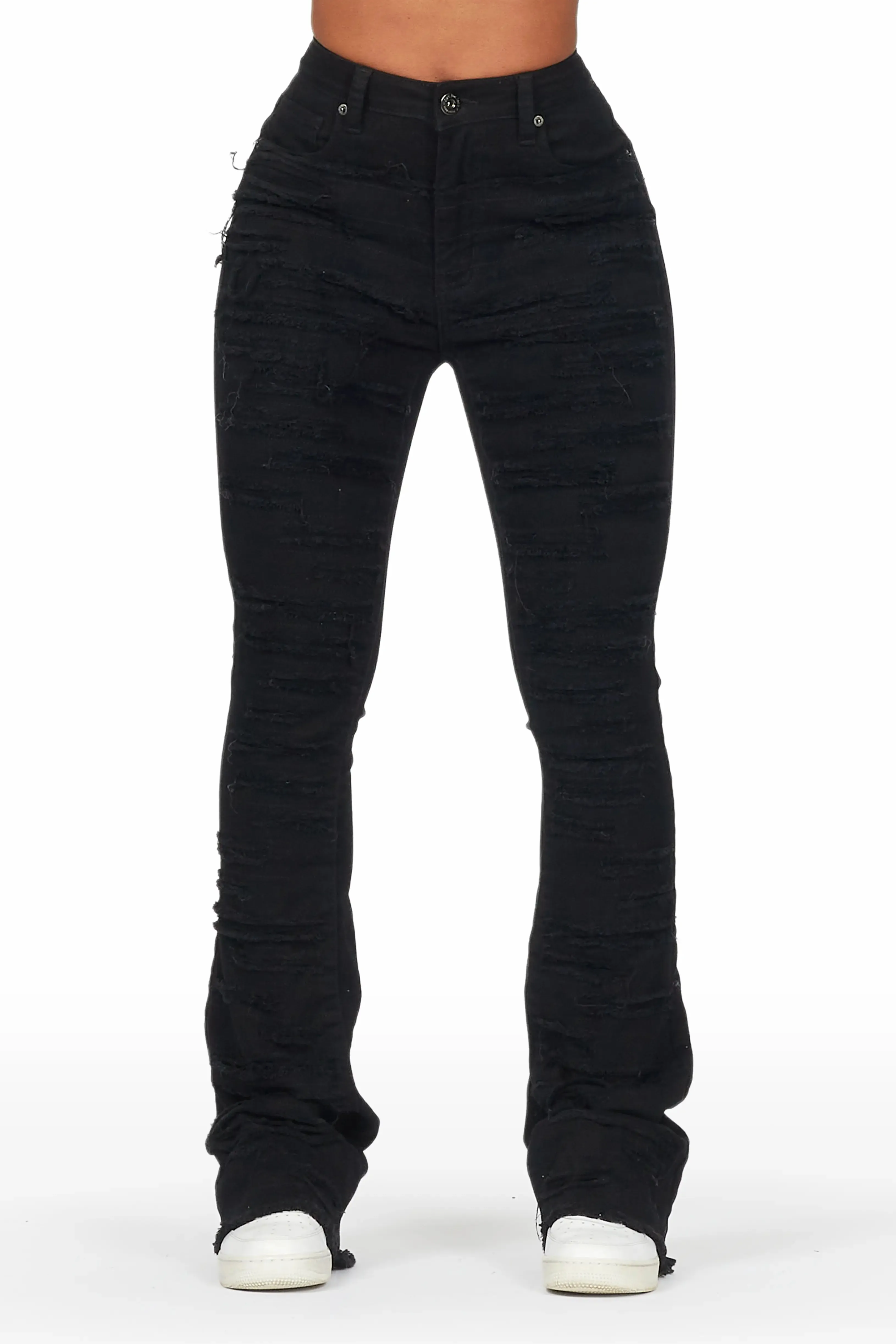 Tonea Black Stacked Flare Jean sold by Rockstar Original
