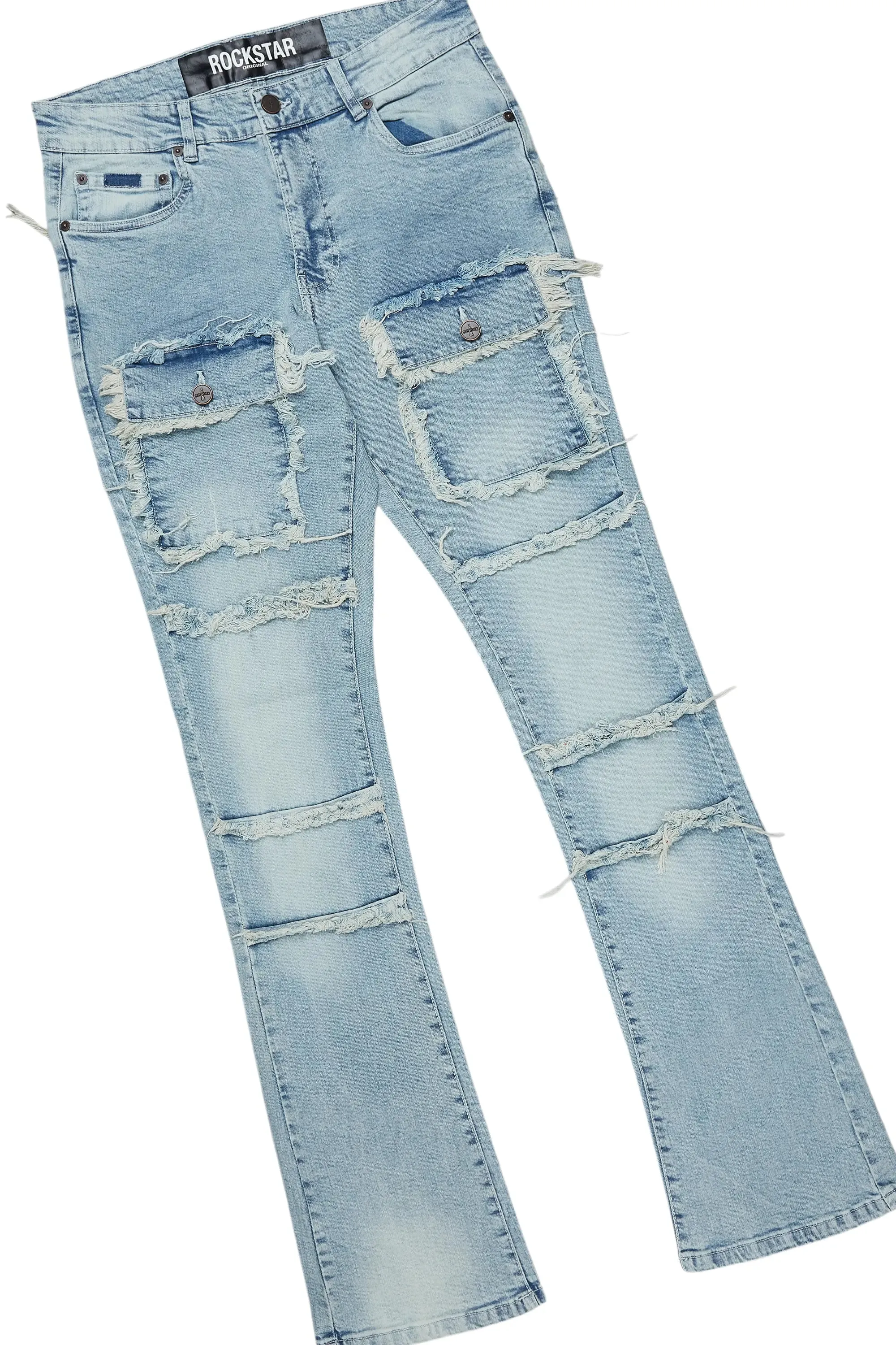 Lake White/Blue T-Shirt/Stacked Flare Cargo Jean Bundle sold by Rockstar Original product image thumbnail 4