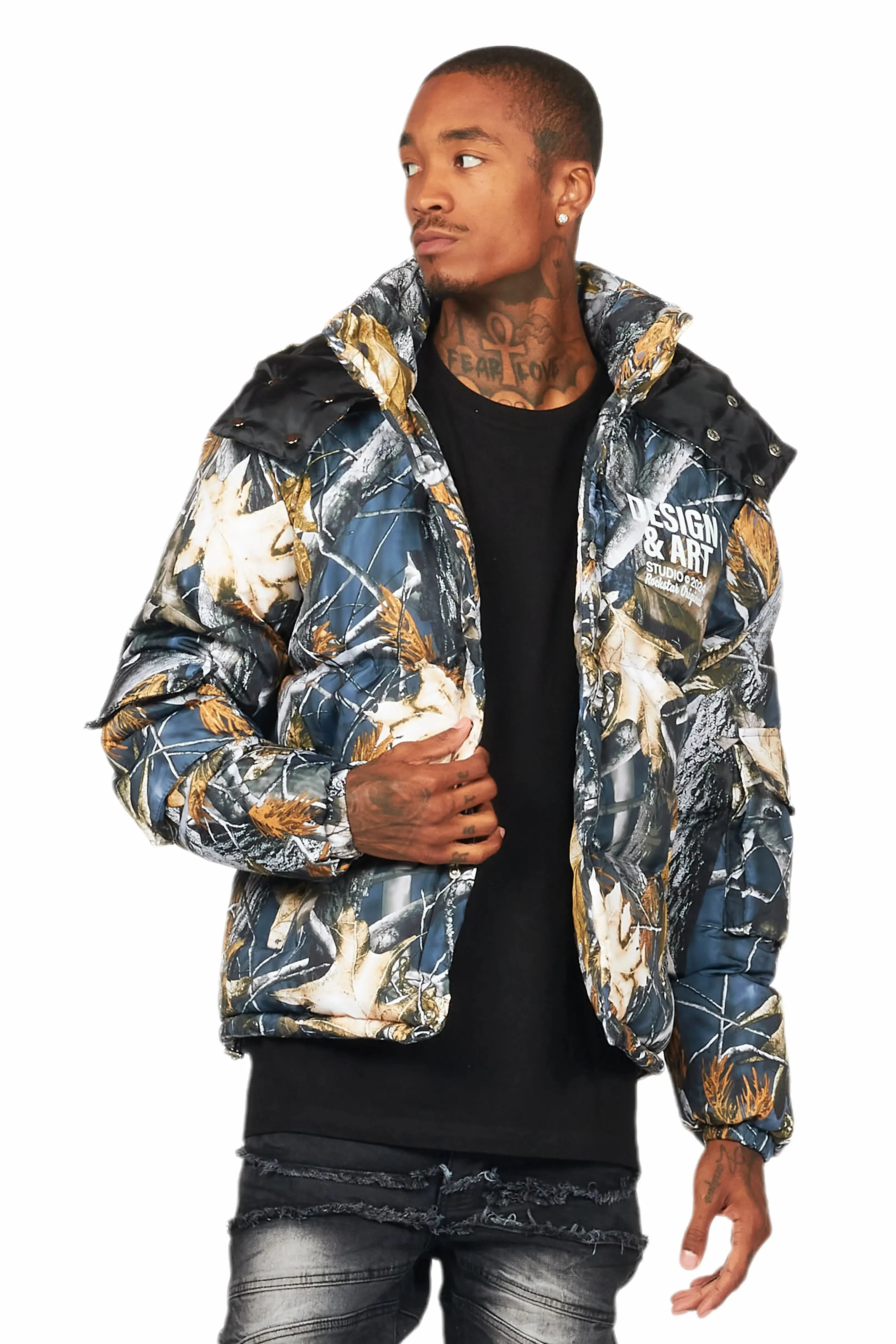 Bandik Black Tree Camo Puffer Jacket sold by Rockstar Original product image thumbnail 3