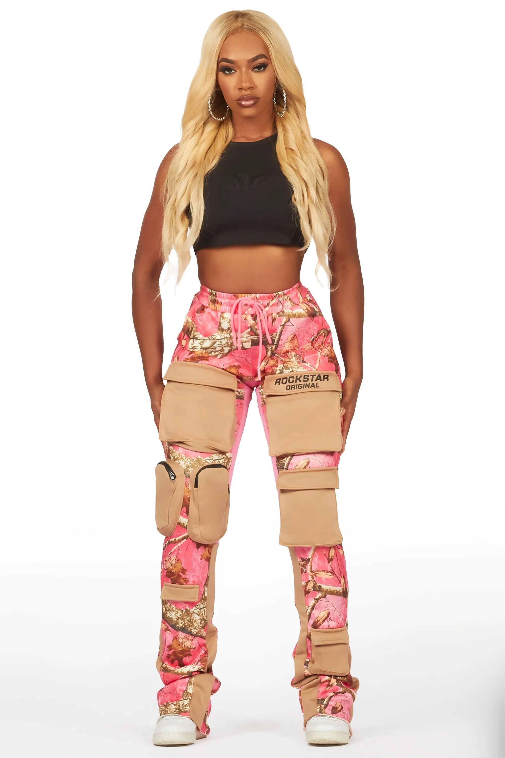 Norika Pink Tree Camo Stacked Track Pant sold by Rockstar Original product image thumbnail 2