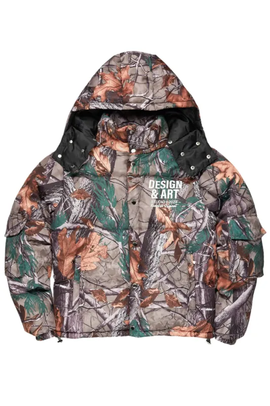 Bandik Beige Tree Camo Puffer Jacket sold by Rockstar Original