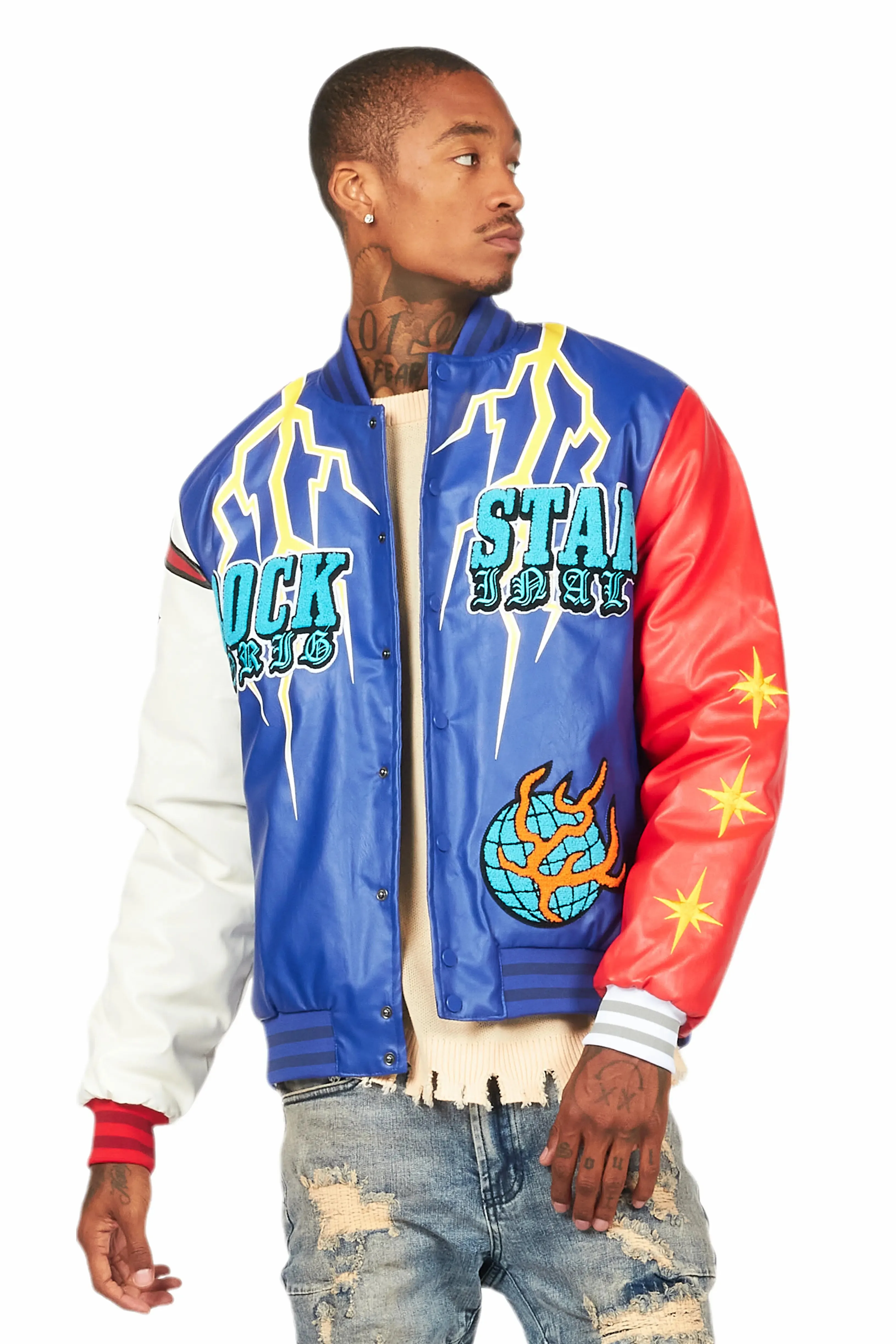 Berube Blue/Multi Varsity Jacket sold by Rockstar Original
