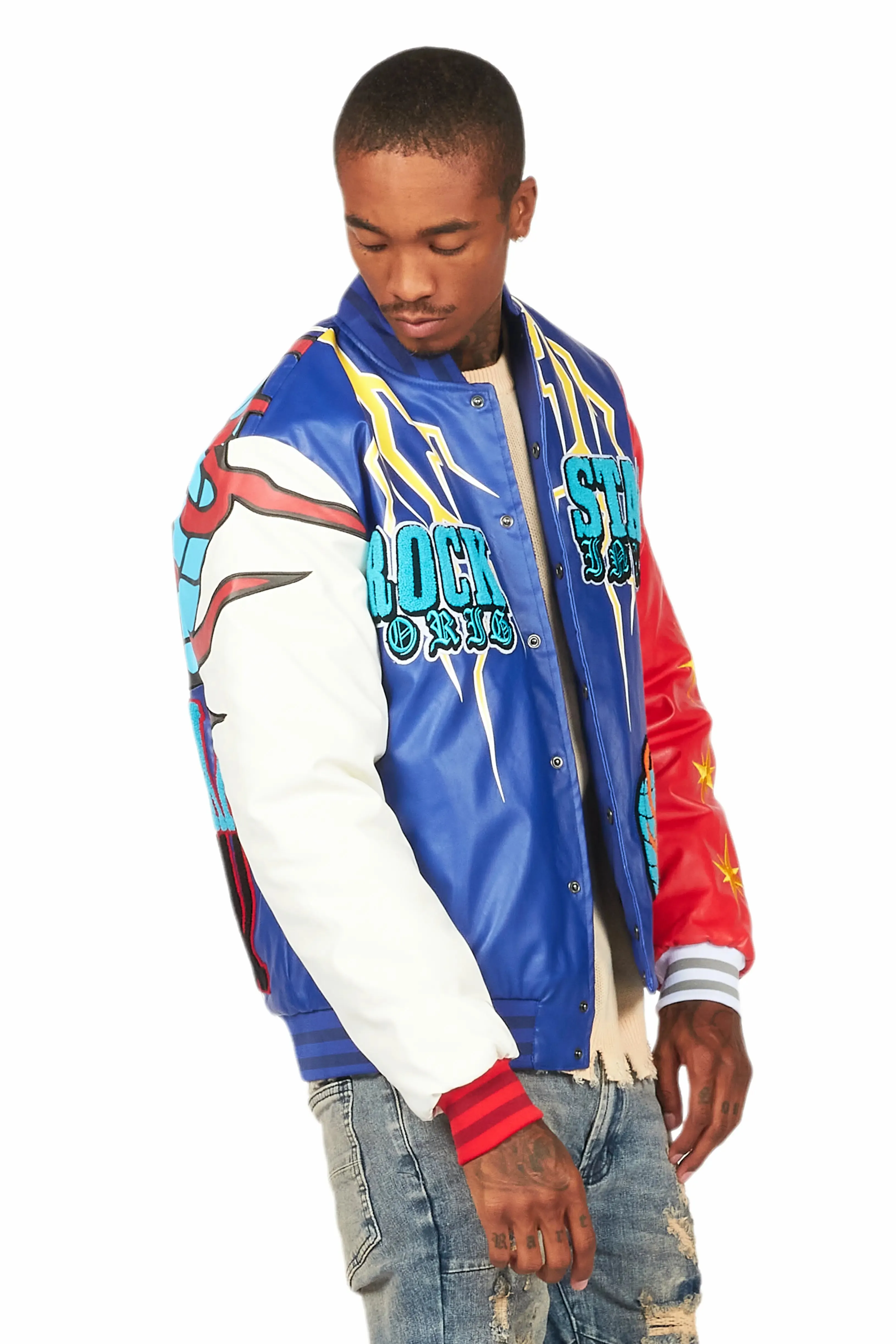 Berube Blue/Multi Varsity Jacket sold by Rockstar Original product image thumbnail 5