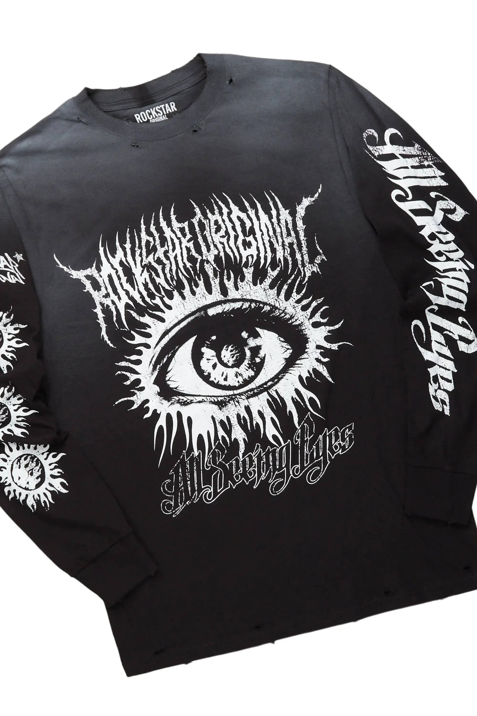 All Seeing Eyes Black Long Sleeve T-Shirt/Stacked Flare Cargo Jean Bundle sold by Rockstar Original product image thumbnail 2