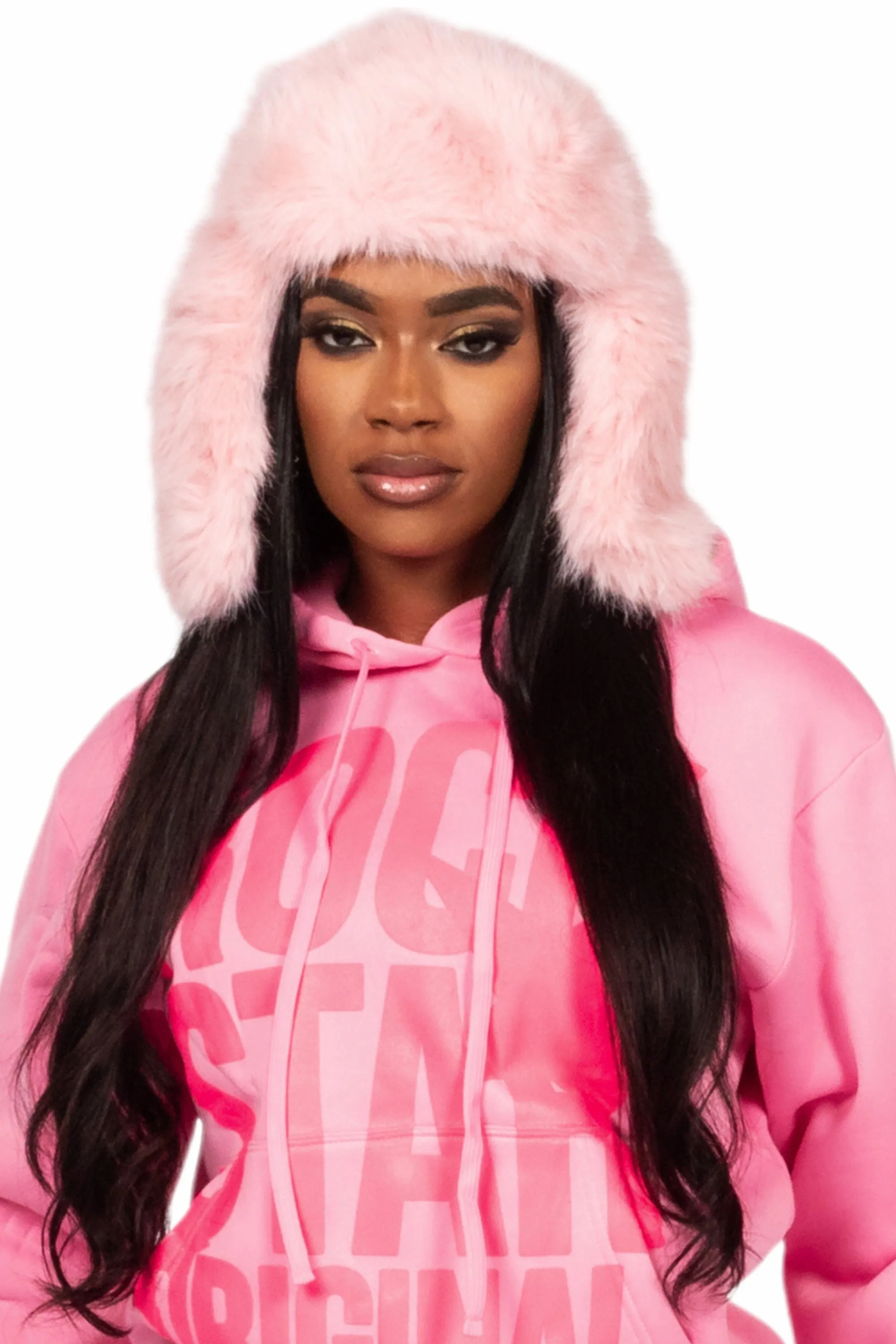Timera Pink Faux Fur Trapper Hat sold by Rockstar Original