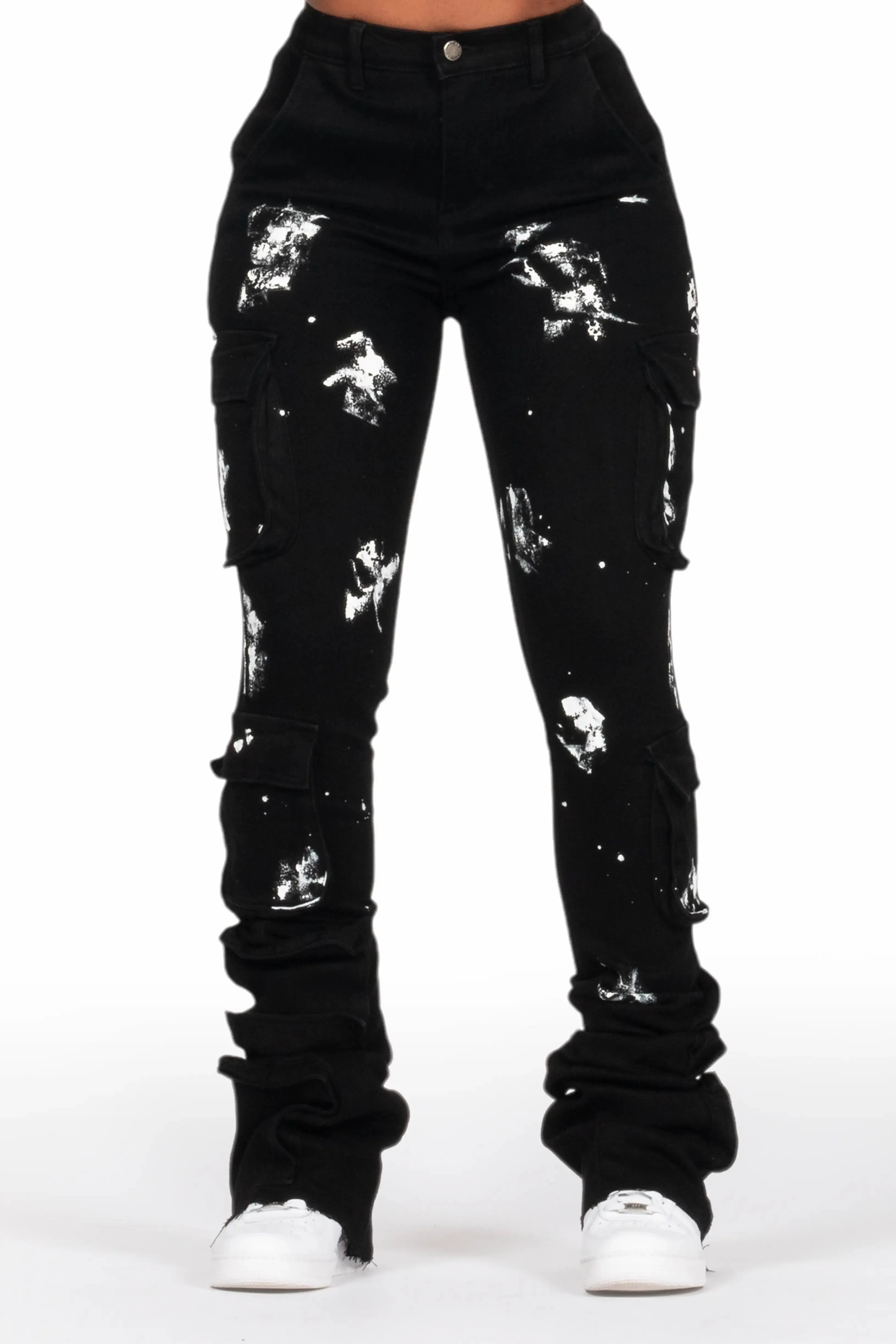 Shondrell Black Painted Super Stacked Jean sold by Rockstar Original
