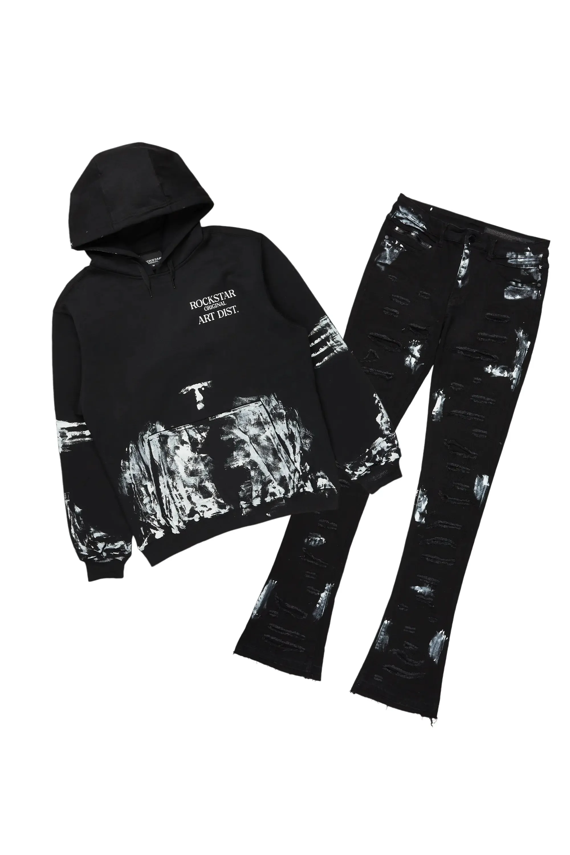 Filip Black Hoodie/Stacked Flare Jean Bundle sold by Rockstar Original