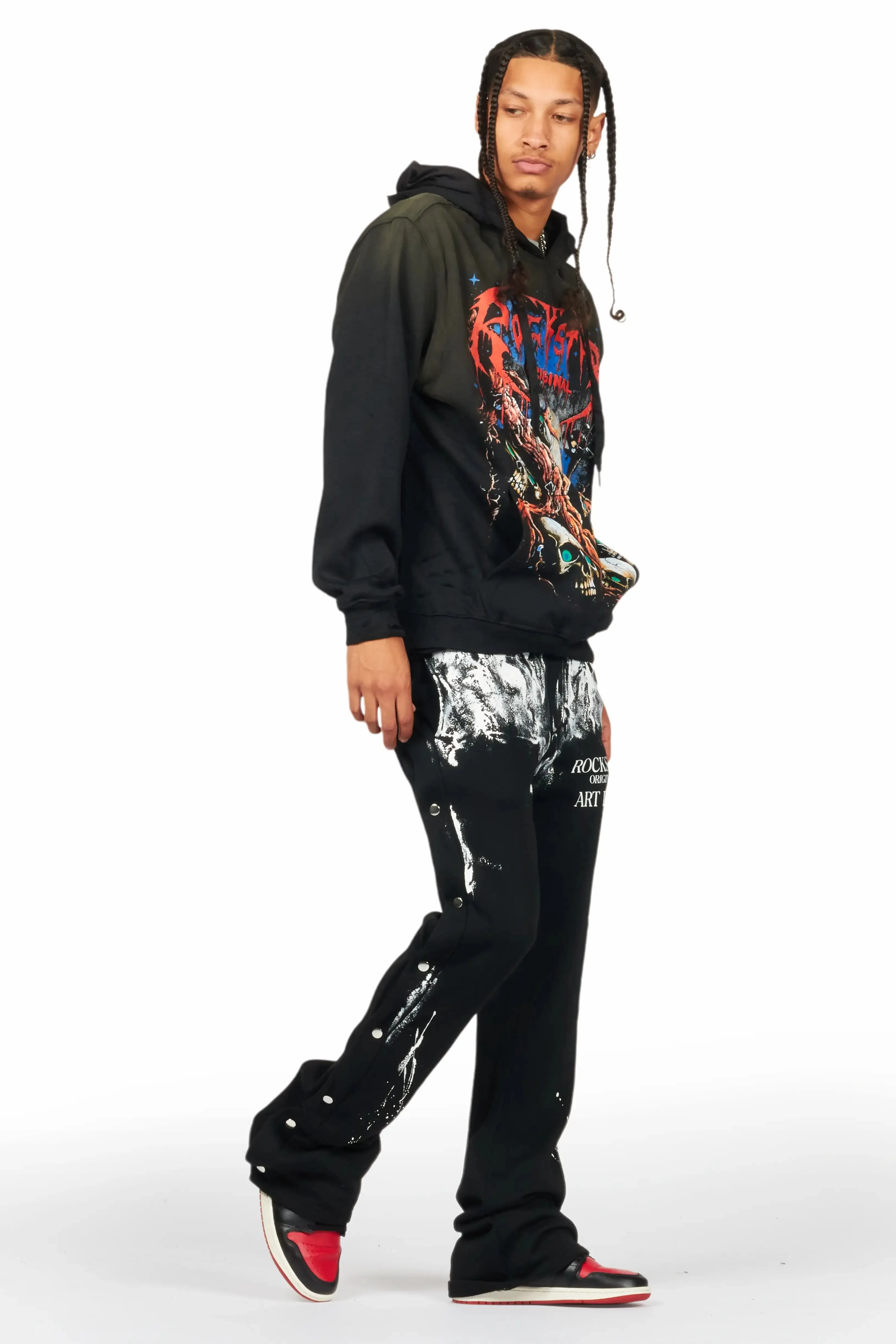 Filip Black Baggy Snap Button Pant sold by Rockstar Original product image thumbnail 4