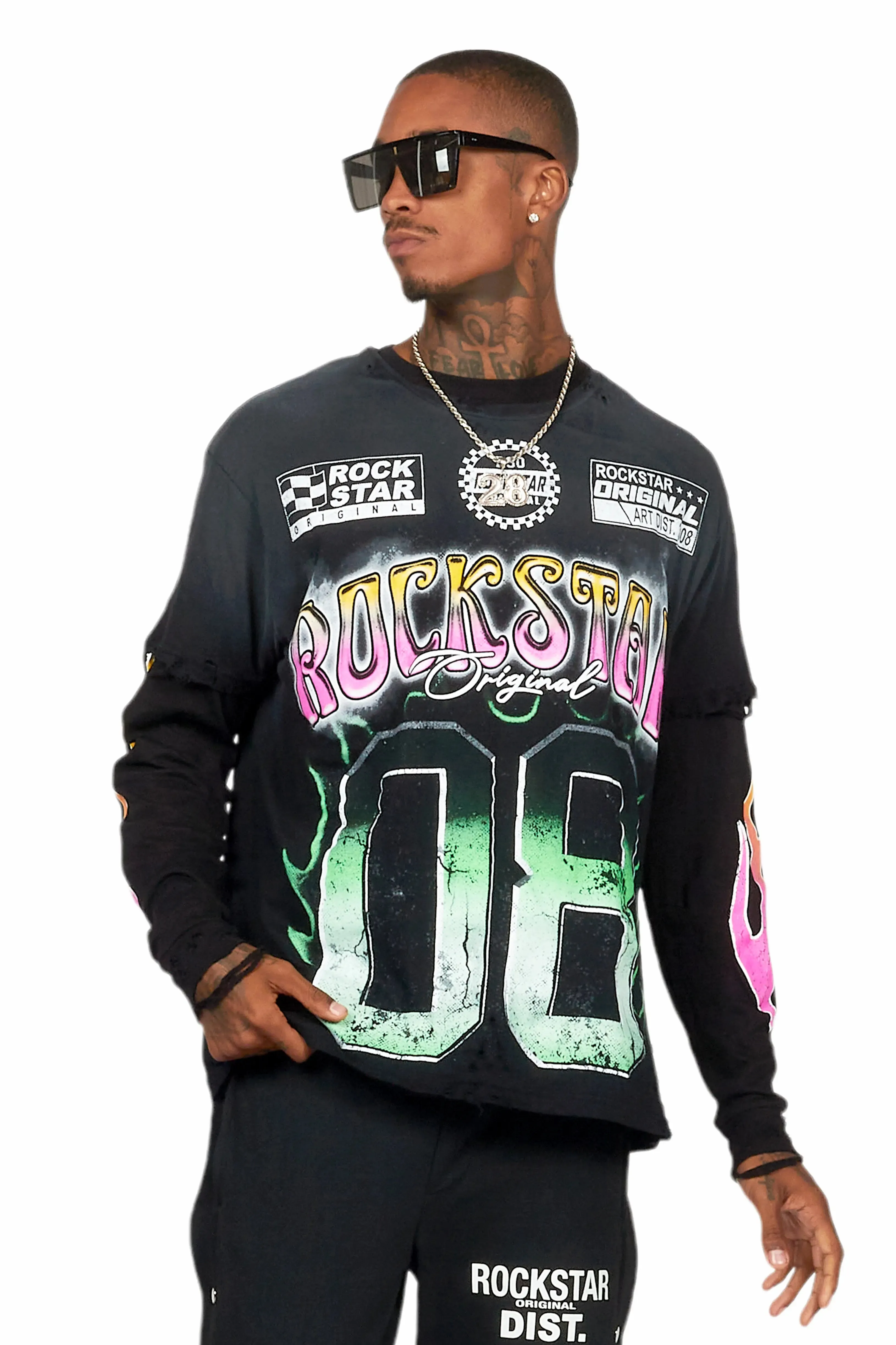 Quito Black Double Layer Graphic T-Shirt sold by Rockstar Original