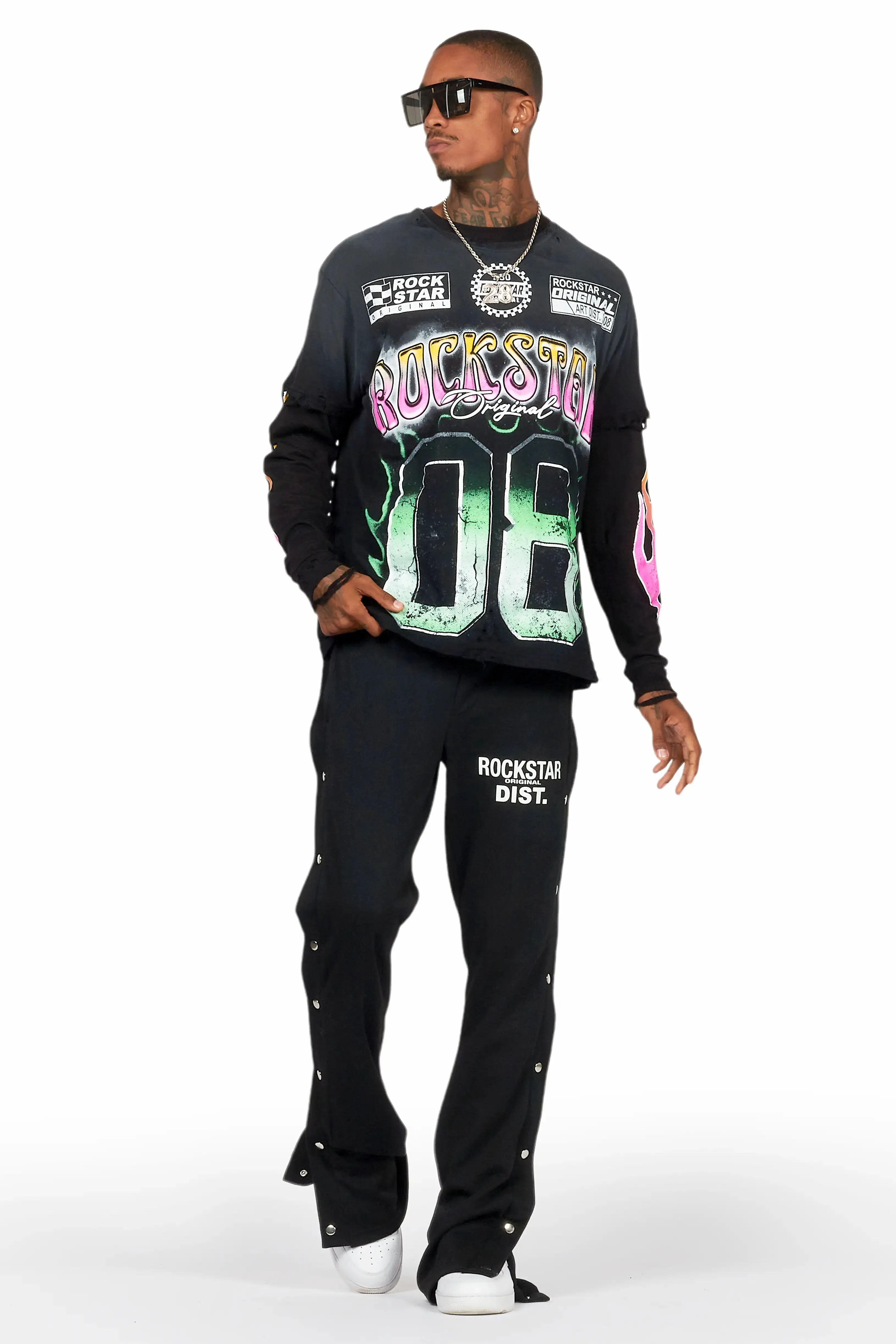 Quito Black Double Layer Graphic T-Shirt sold by Rockstar Original product image thumbnail 4