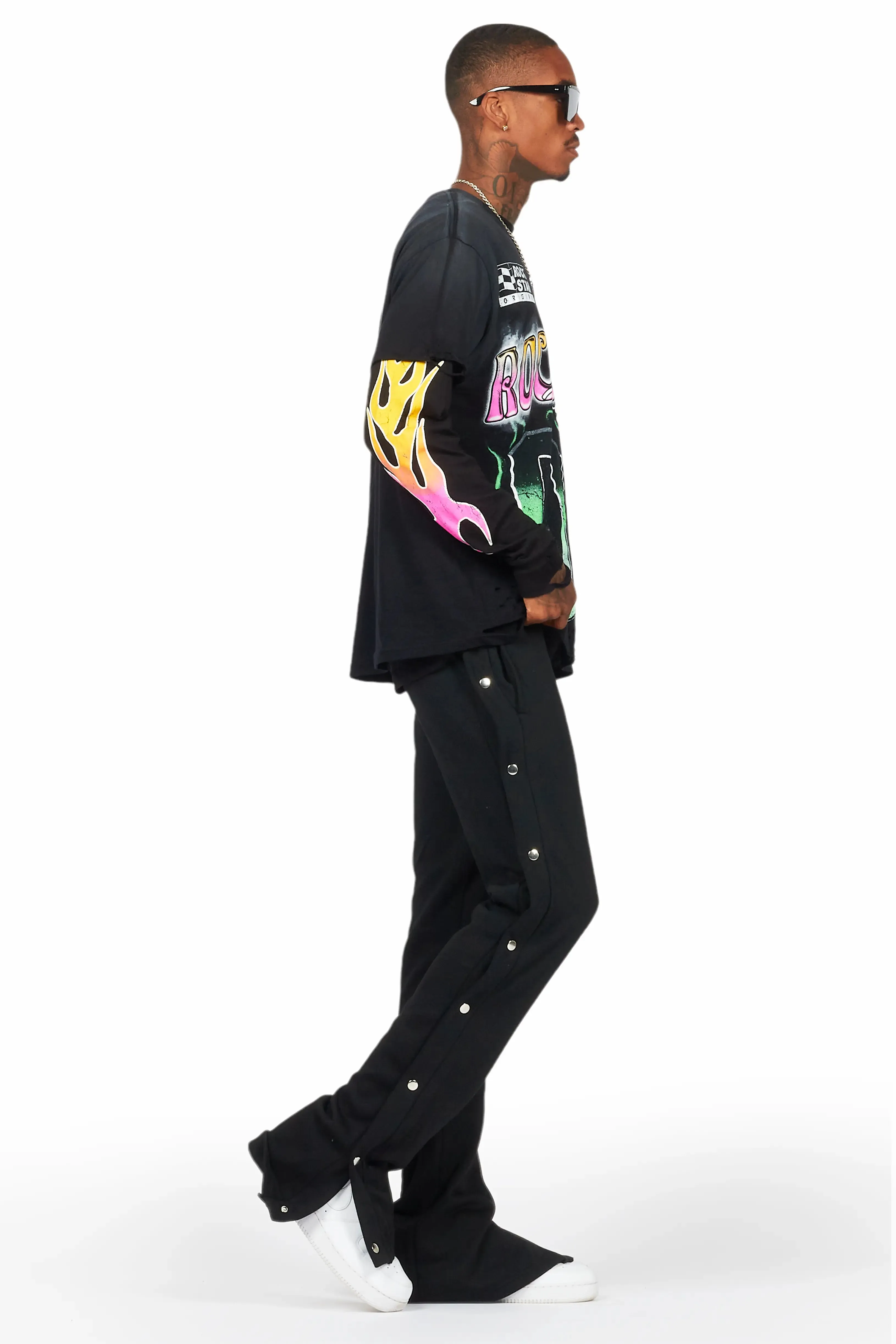 Quito Black Double Layer Graphic T-Shirt sold by Rockstar Original product image thumbnail 3