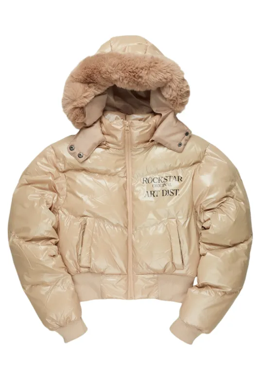 Destina Tan Puffer Jacket sold by Rockstar Original