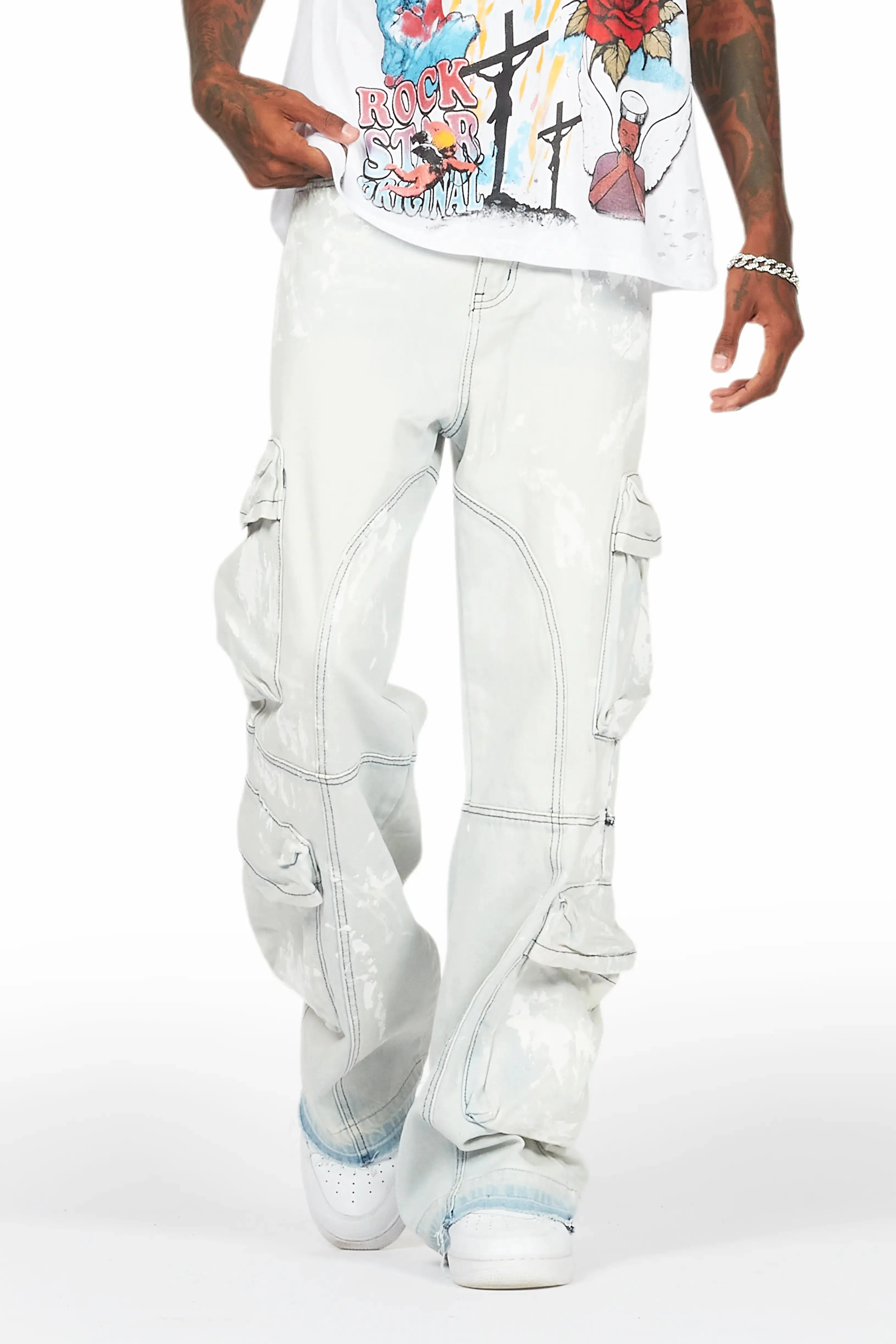 Alary Painter Blue Baggy Fit Cargo Jean sold by Rockstar Original