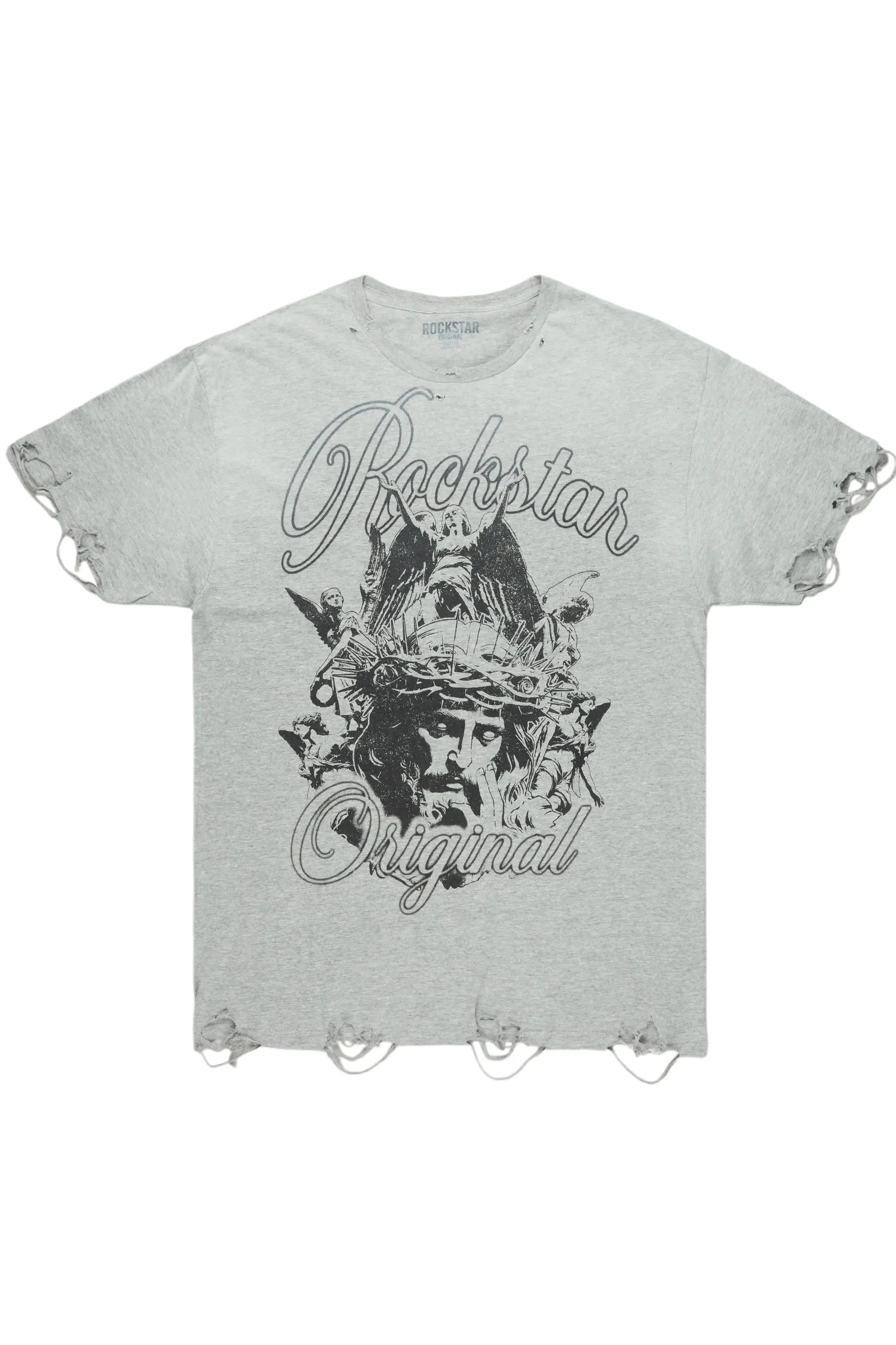 Finna Heather Grey Oversized Graphic T-Shirt sold by Rockstar Original