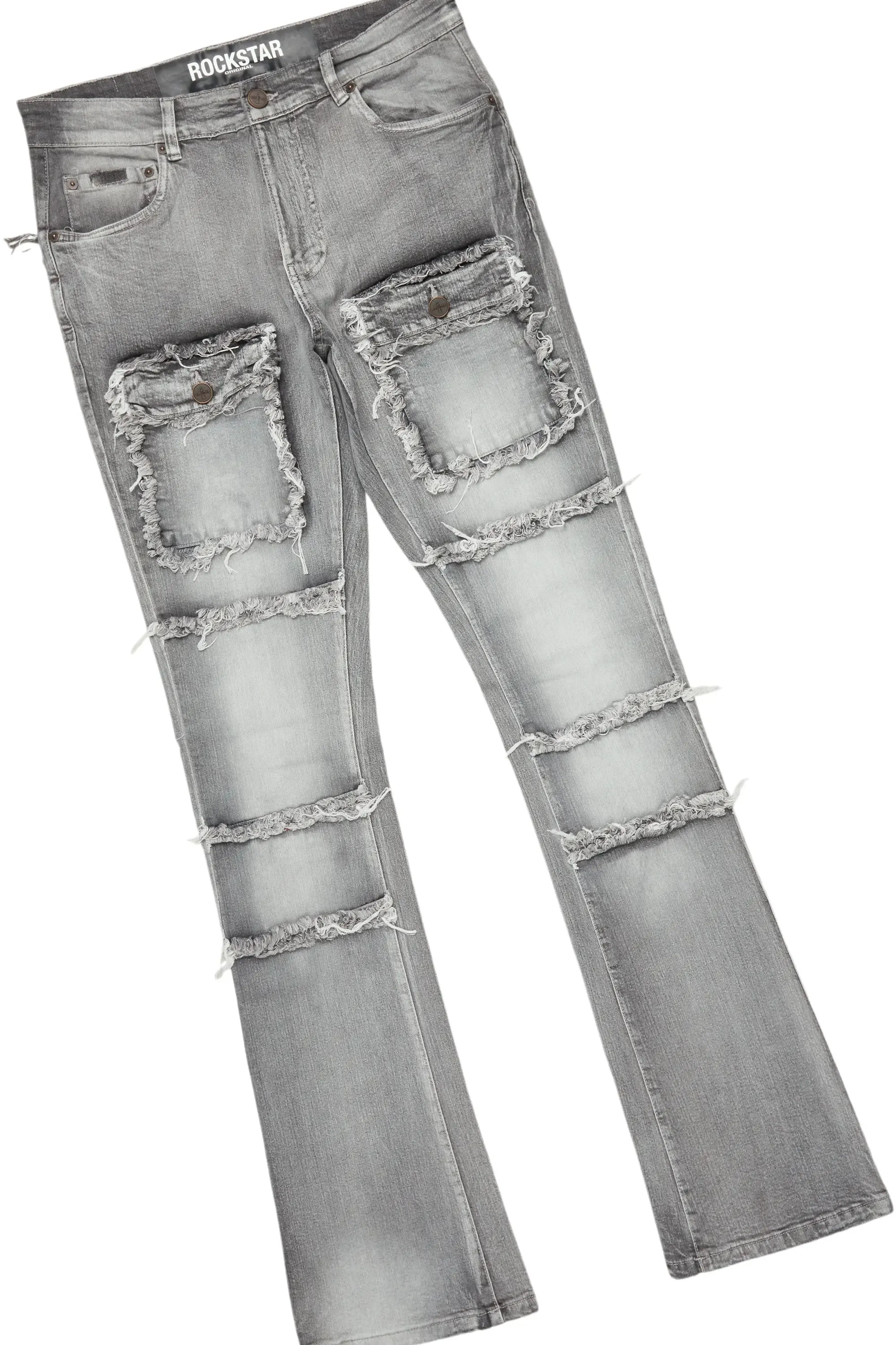 Anesso Grey Oversize T-Shirt/Stacked Flare Cargo Jean Bundle sold by Rockstar Original product image thumbnail 4