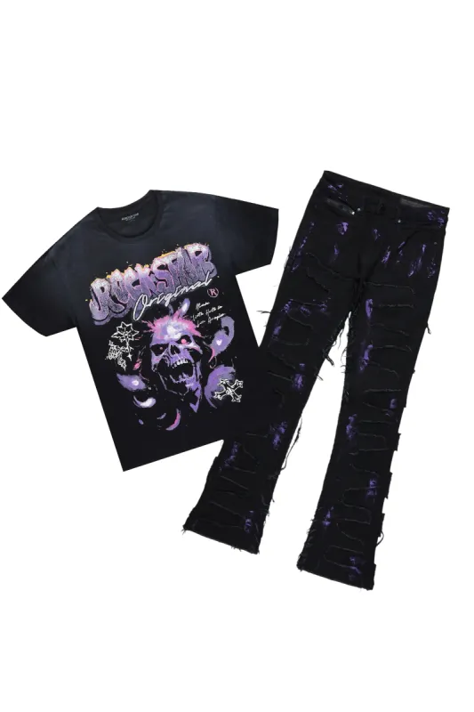 Yamal Black T-Shirt/Stacked Flare Jean Bundle sold by Rockstar Original