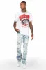 Bloke White/Blue T-Shirt/Super Stacked Flare Jean Bundle sold by Rockstar Original