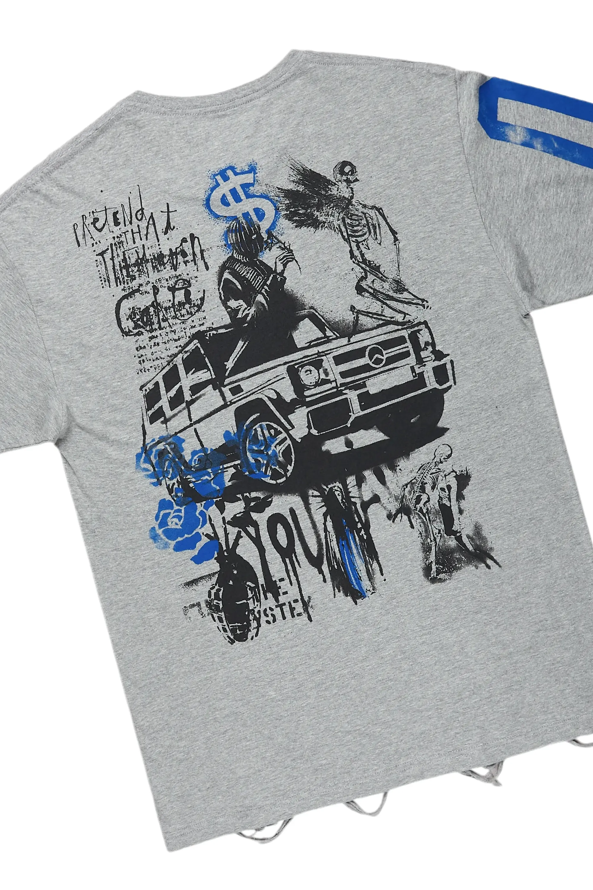 Grill Grey Oversized T-Shirt/Stacked Flare Cargo Jean Bundle sold by Rockstar Original product image thumbnail 3