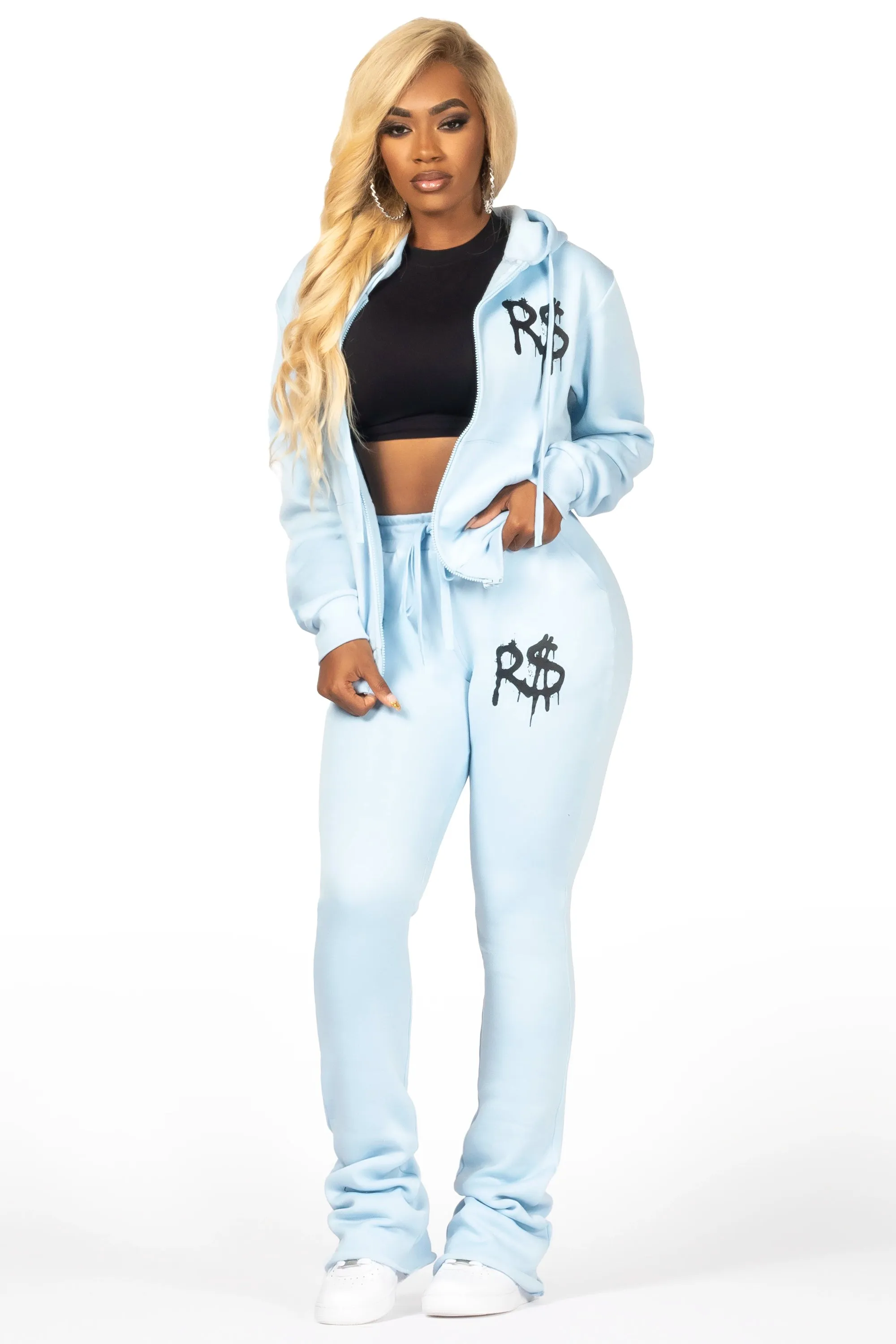 Passion Ice Blue Zip Up Super Stacked Trackset sold by Rockstar Original product image thumbnail 3