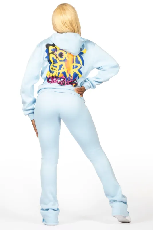 Passion Ice Blue Zip Up Super Stacked Trackset sold by Rockstar Original