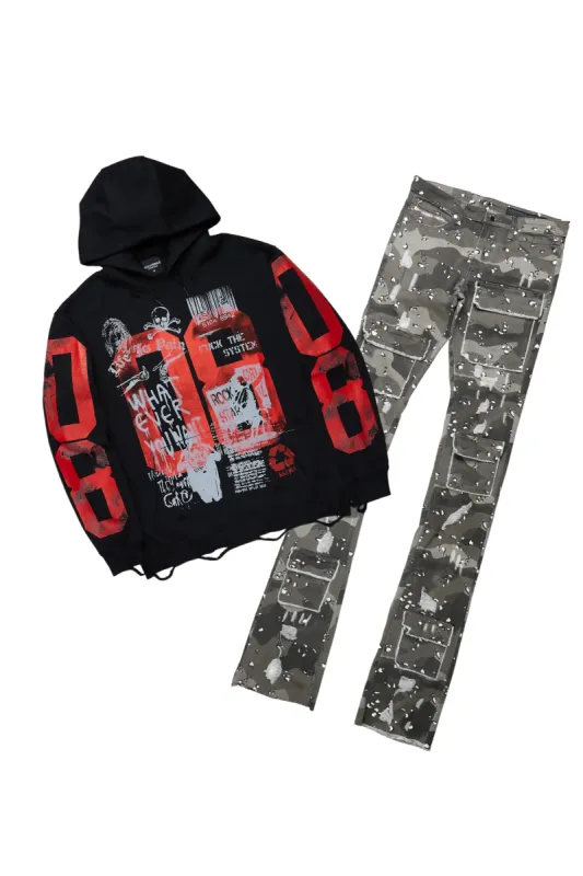 Grill Black Hoodie & Petrus Super Stacked Flare Jean Bundle sold by Rockstar Original