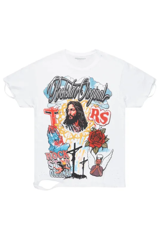 Tadashi White Graphic Oversized T-Shirt sold by Rockstar Original