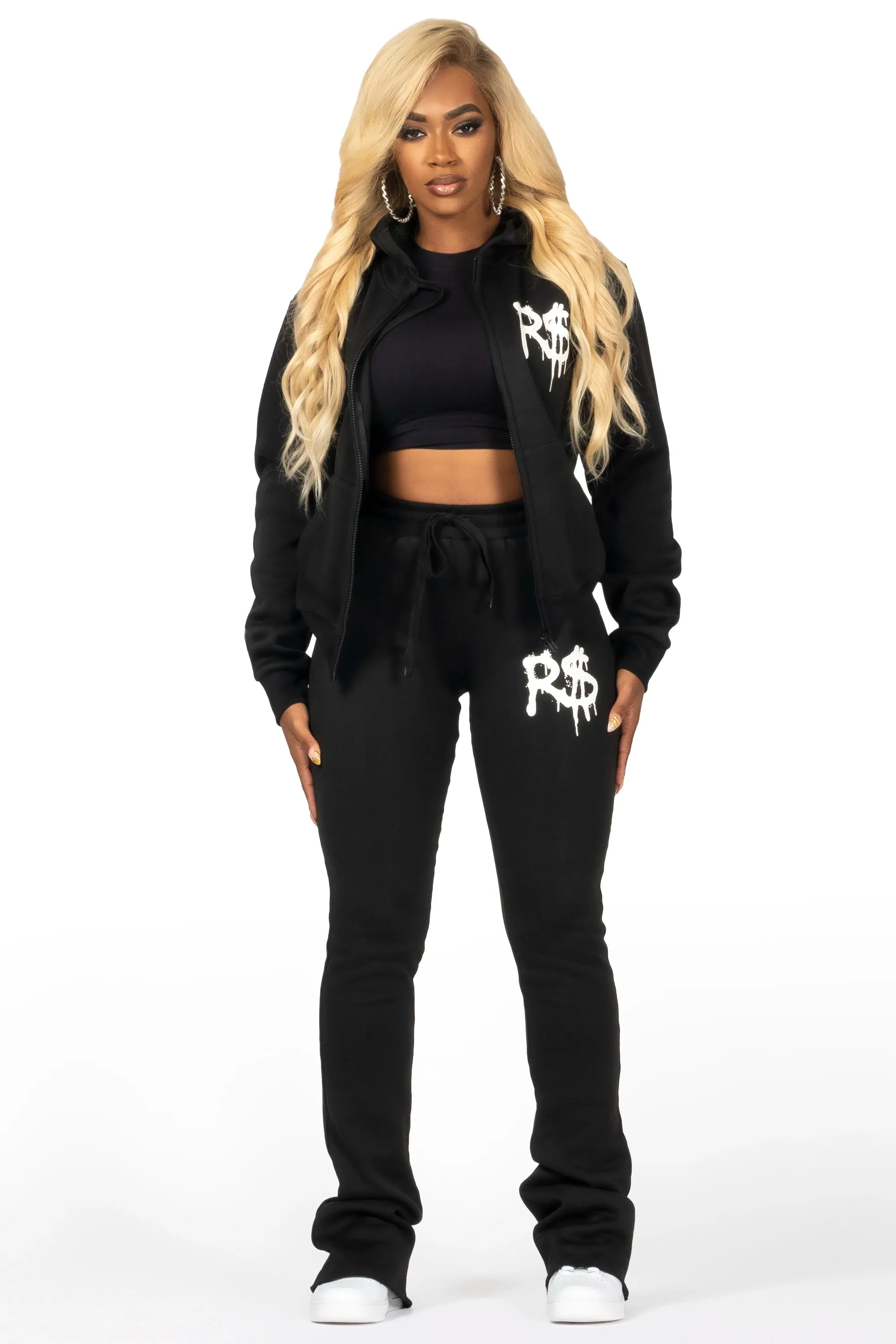Passion Black Zip Up Super Stacked Trackset sold by Rockstar Original product image thumbnail 3