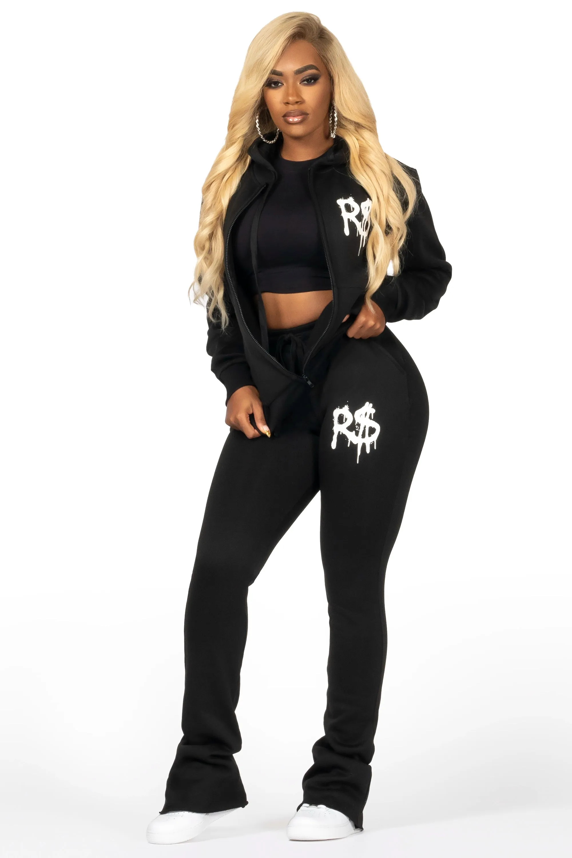 Passion Black Zip Up Super Stacked Trackset sold by Rockstar Original product image thumbnail 2