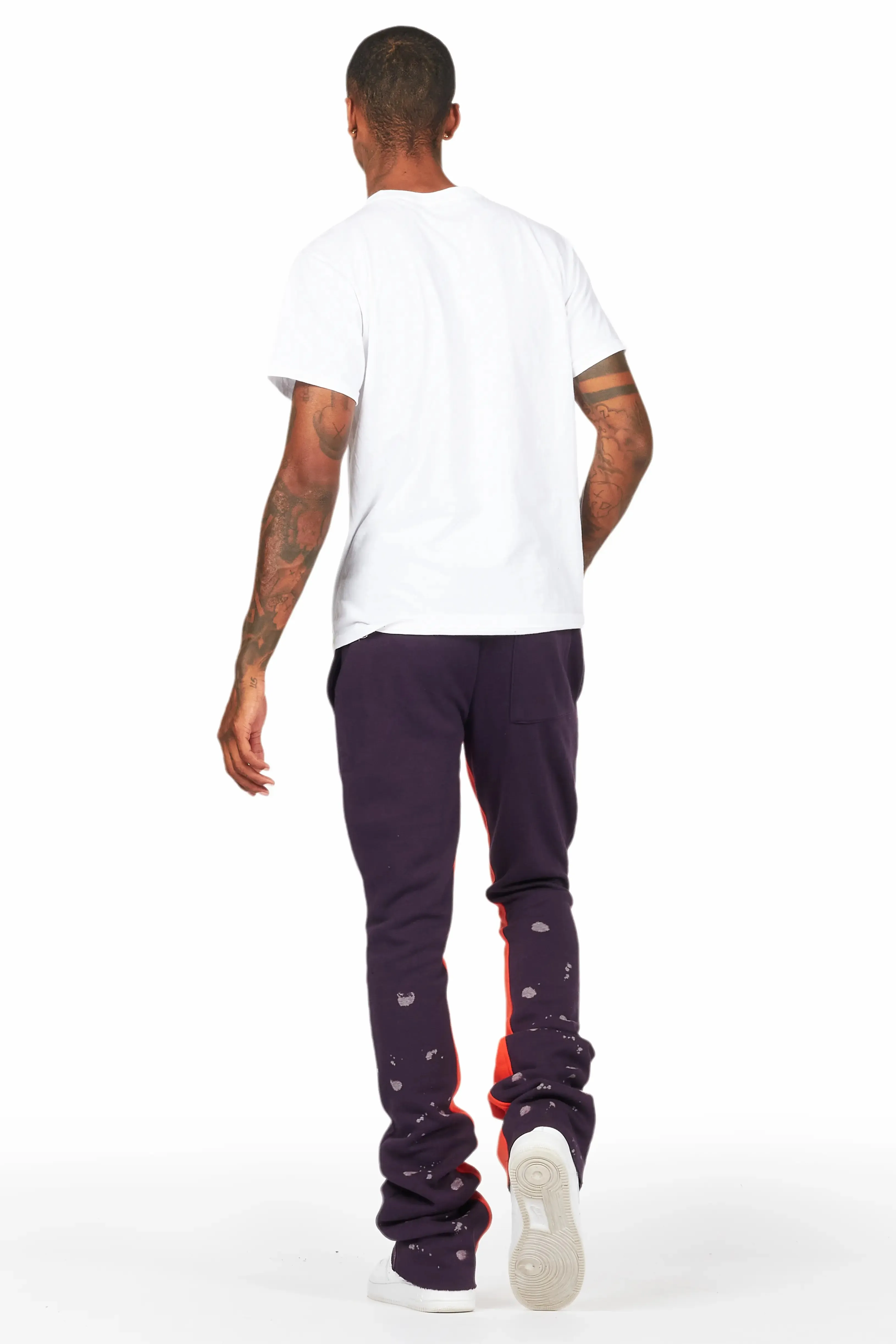 Ulmer Purple Patchwork Stacked Flare Track Pant sold by Rockstar Original product image thumbnail 5