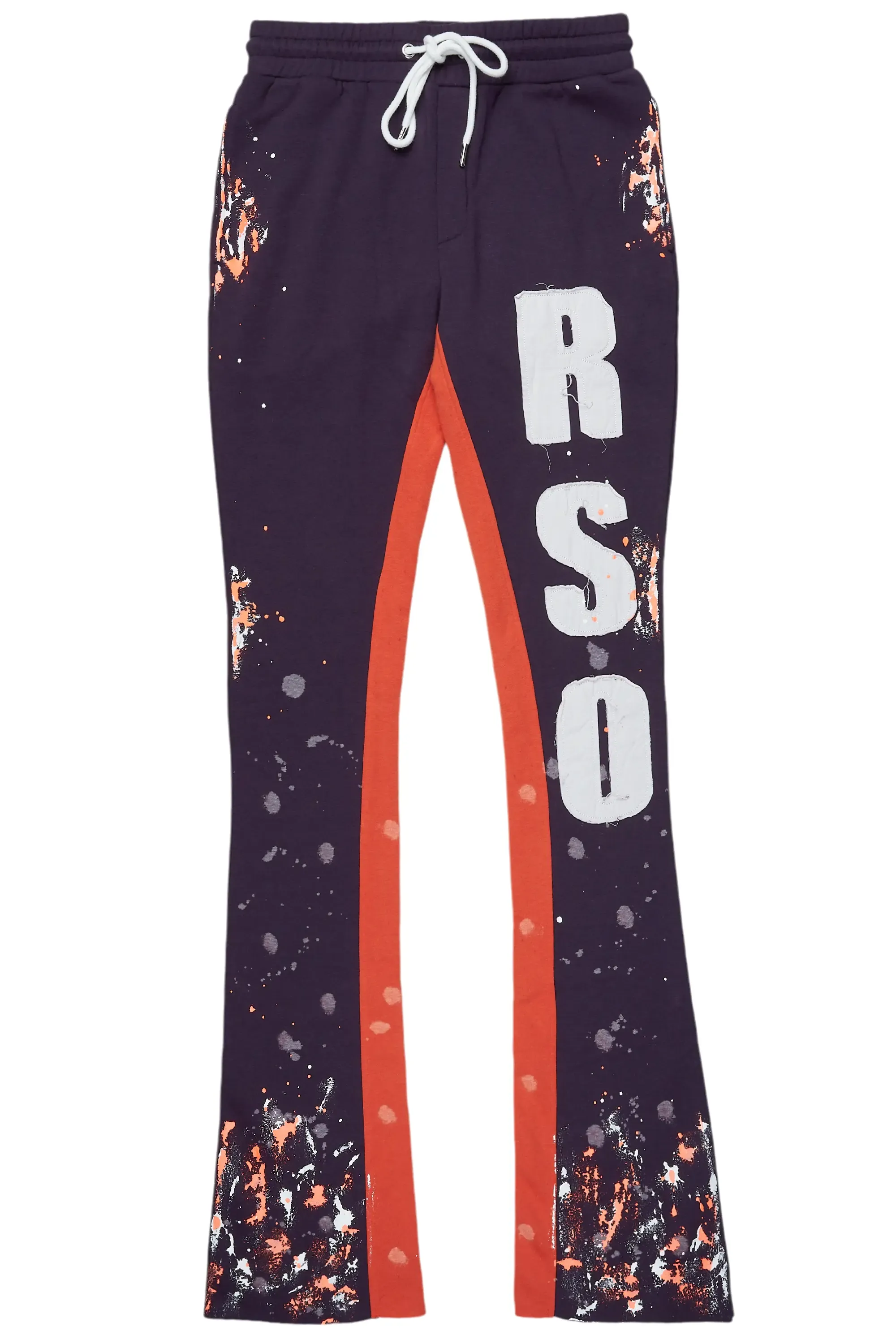 Ulmer Purple Patchwork Stacked Flare Track Pant sold by Rockstar Original product image thumbnail 2