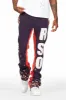 Ulmer Purple Patchwork Stacked Flare Track Pant sold by Rockstar Original