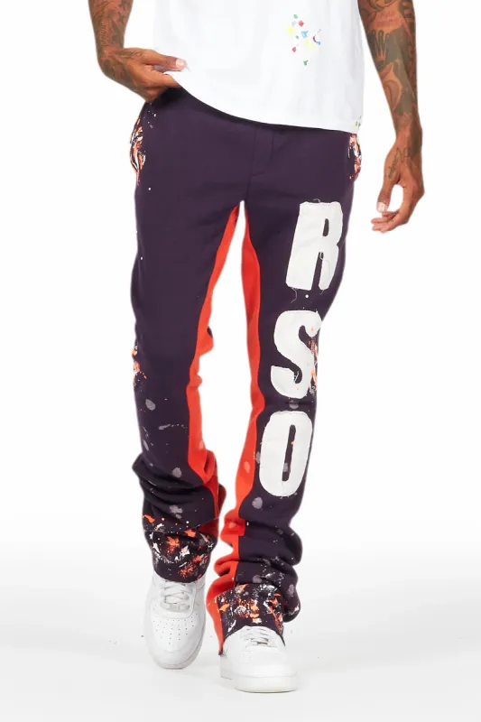 Ulmer Purple Patchwork Stacked Flare Track Pant sold by Rockstar Original