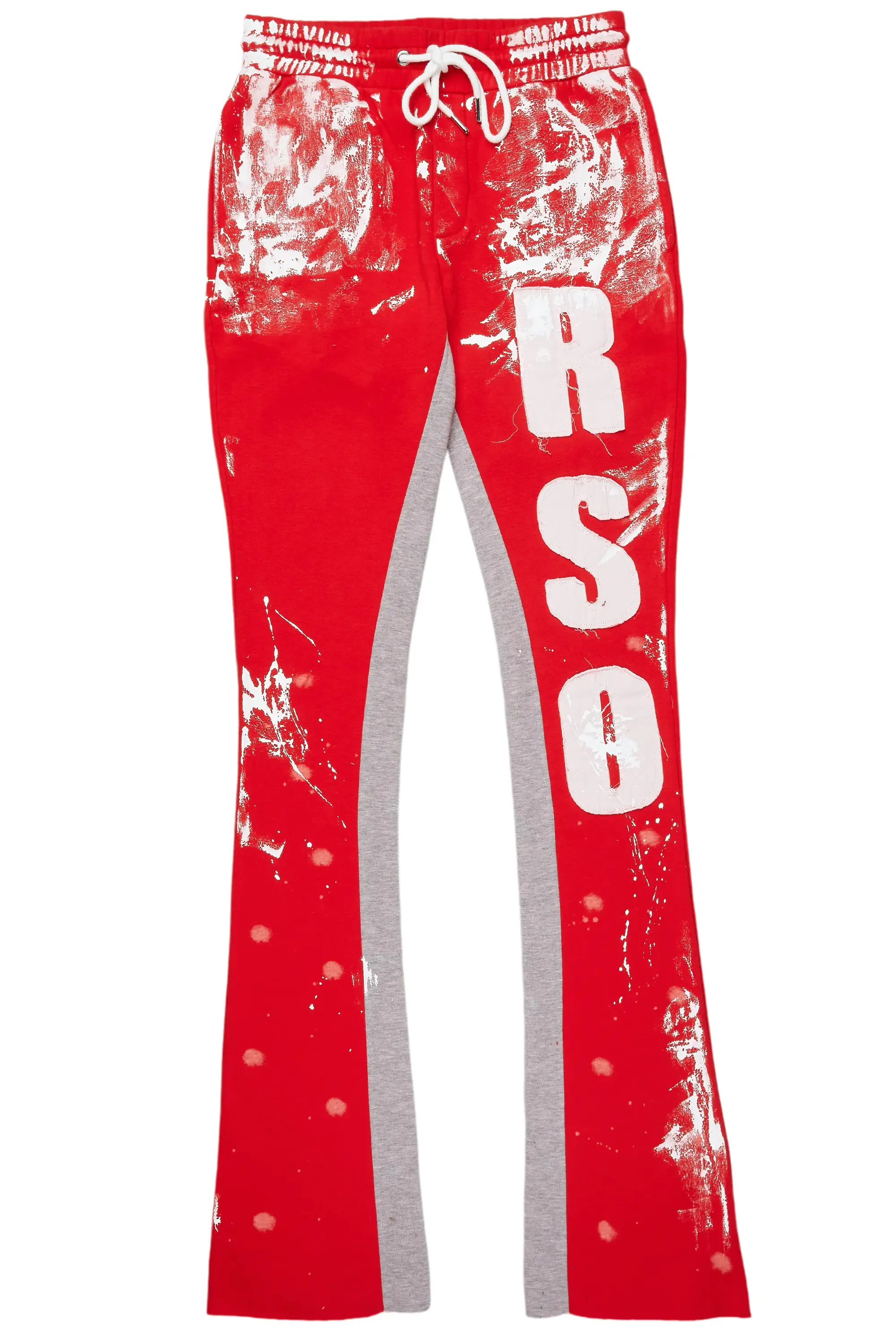 Vassar Red Patchwork Stacked Flare Track Pant sold by Rockstar Original product image thumbnail 2