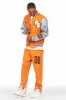 Holger Orange/Cream Graphic Stacked Flare Mohair Track Pant sold by Rockstar Original