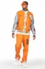 Holger Orange/Cream Graphic Stacked Flare Mohair Track Pant sold by Rockstar Original