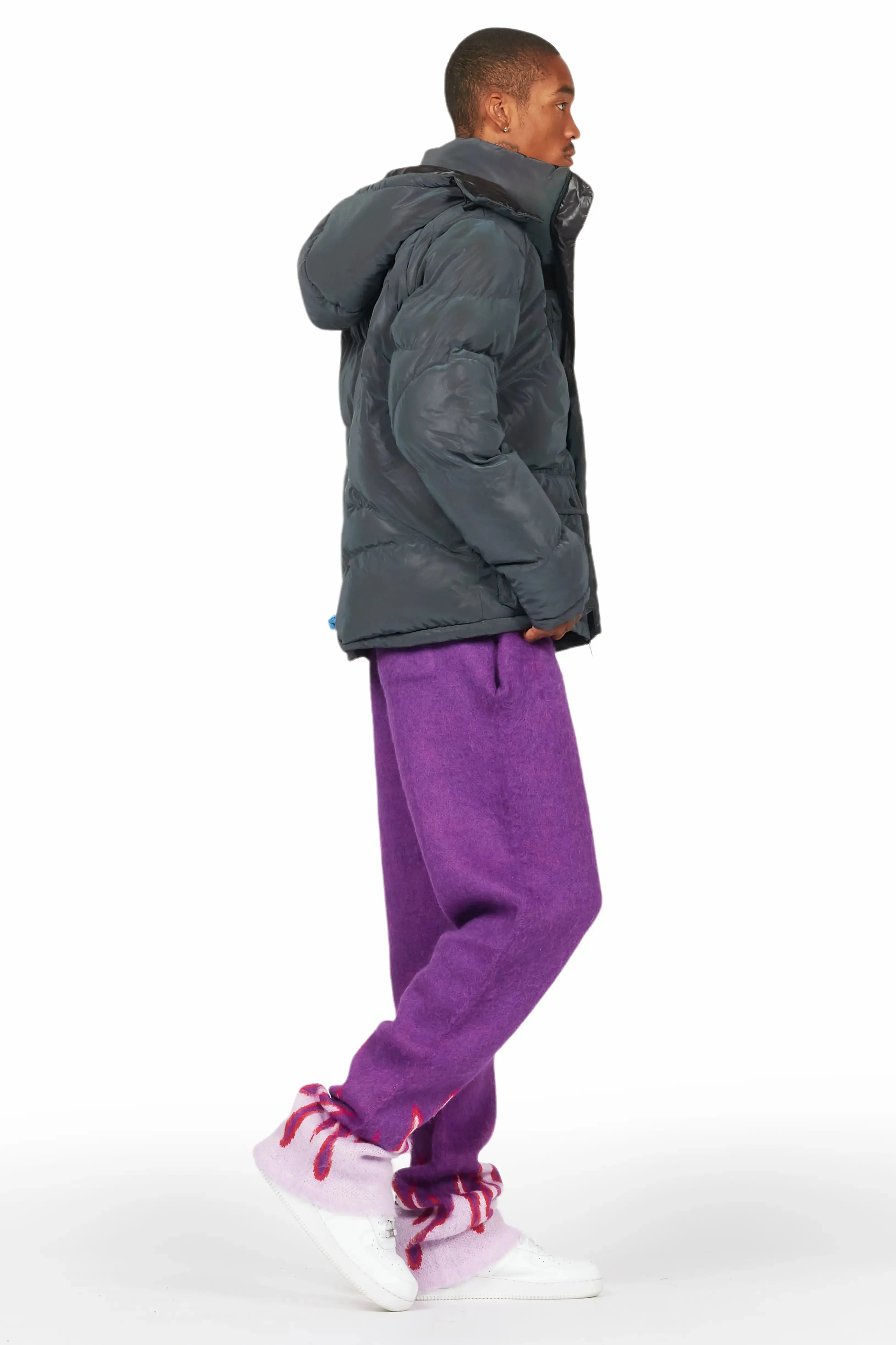 Holger Purple/Pink Graphic Stacked Flare Mohair Track Pant sold by Rockstar Original product image thumbnail 4