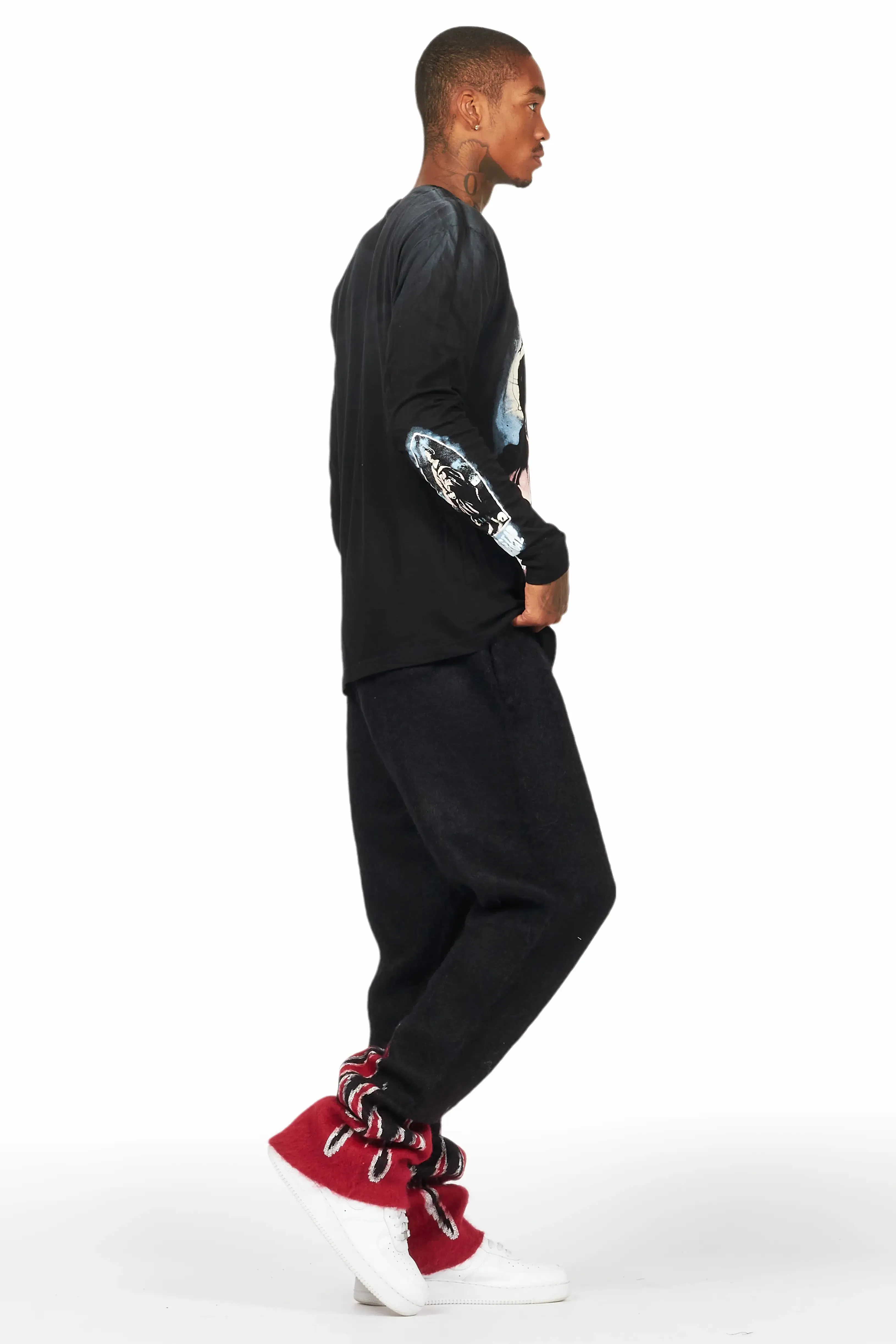 Holger Black/Red Graphic Stacked Flare Mohair Track Pant sold by Rockstar Original product image thumbnail 4