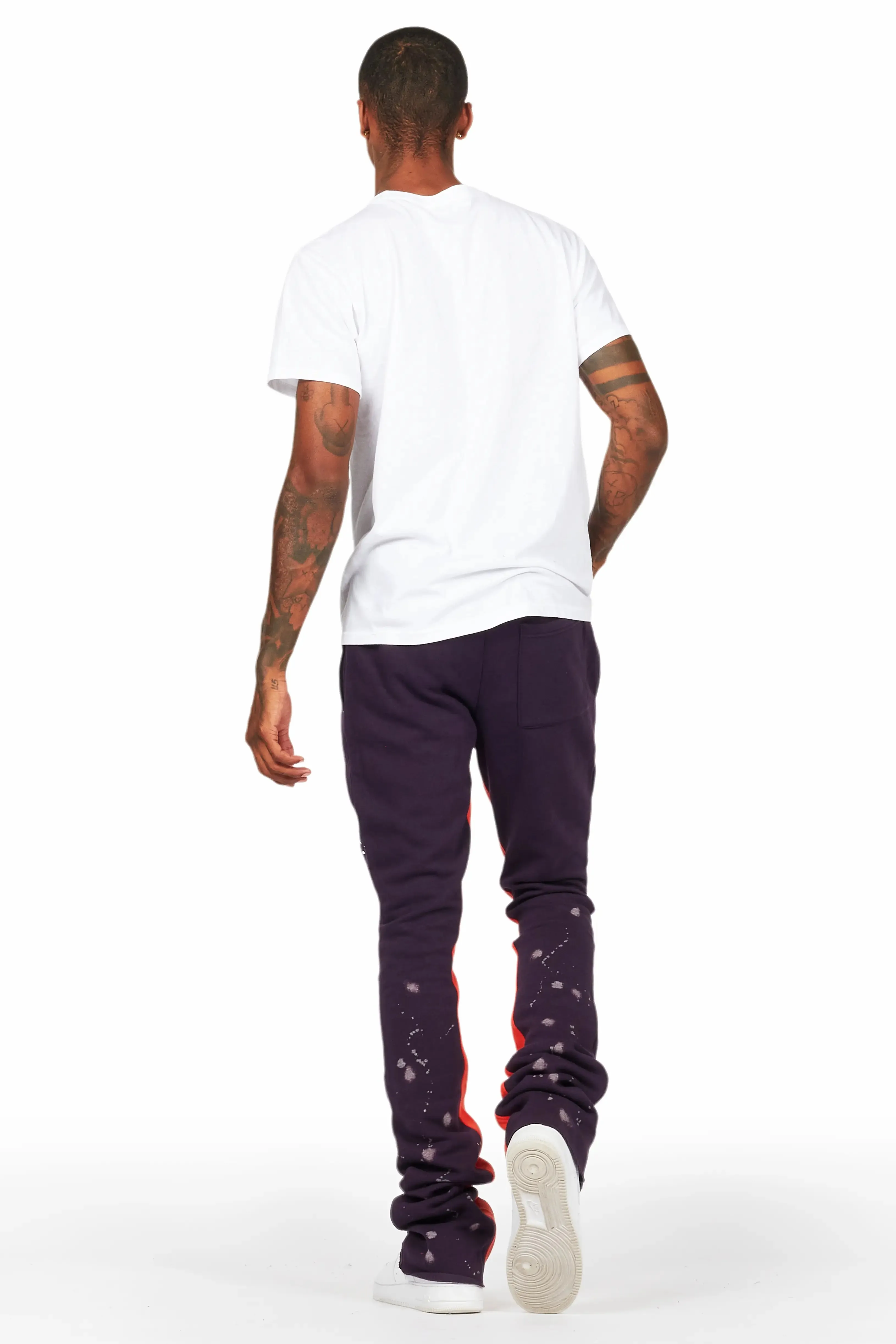 Tanko Purple Patchwork Stacked Flare Track Pant sold by Rockstar Original product image thumbnail 5