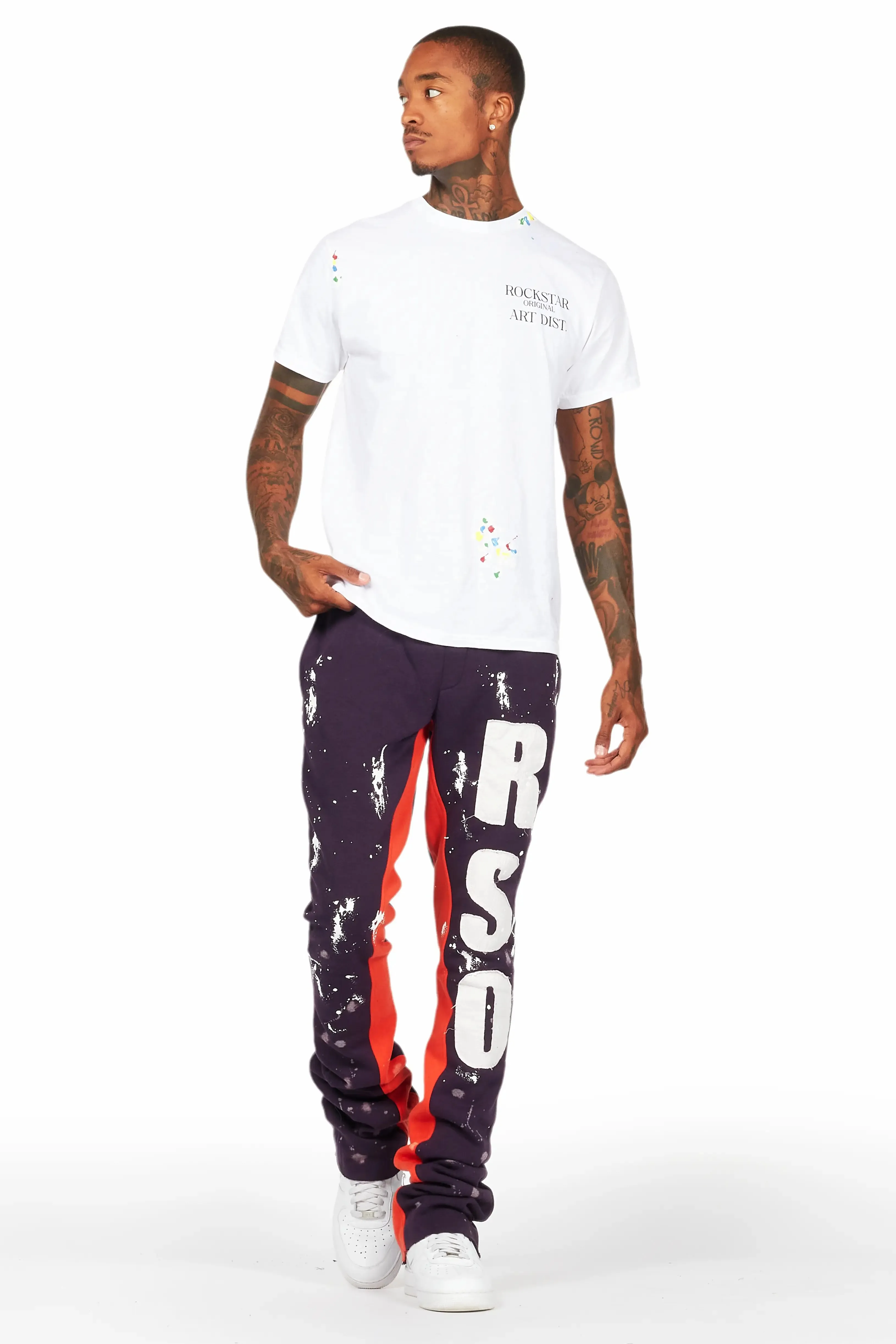 Tanko Purple Patchwork Stacked Flare Track Pant sold by Rockstar Original product image thumbnail 3
