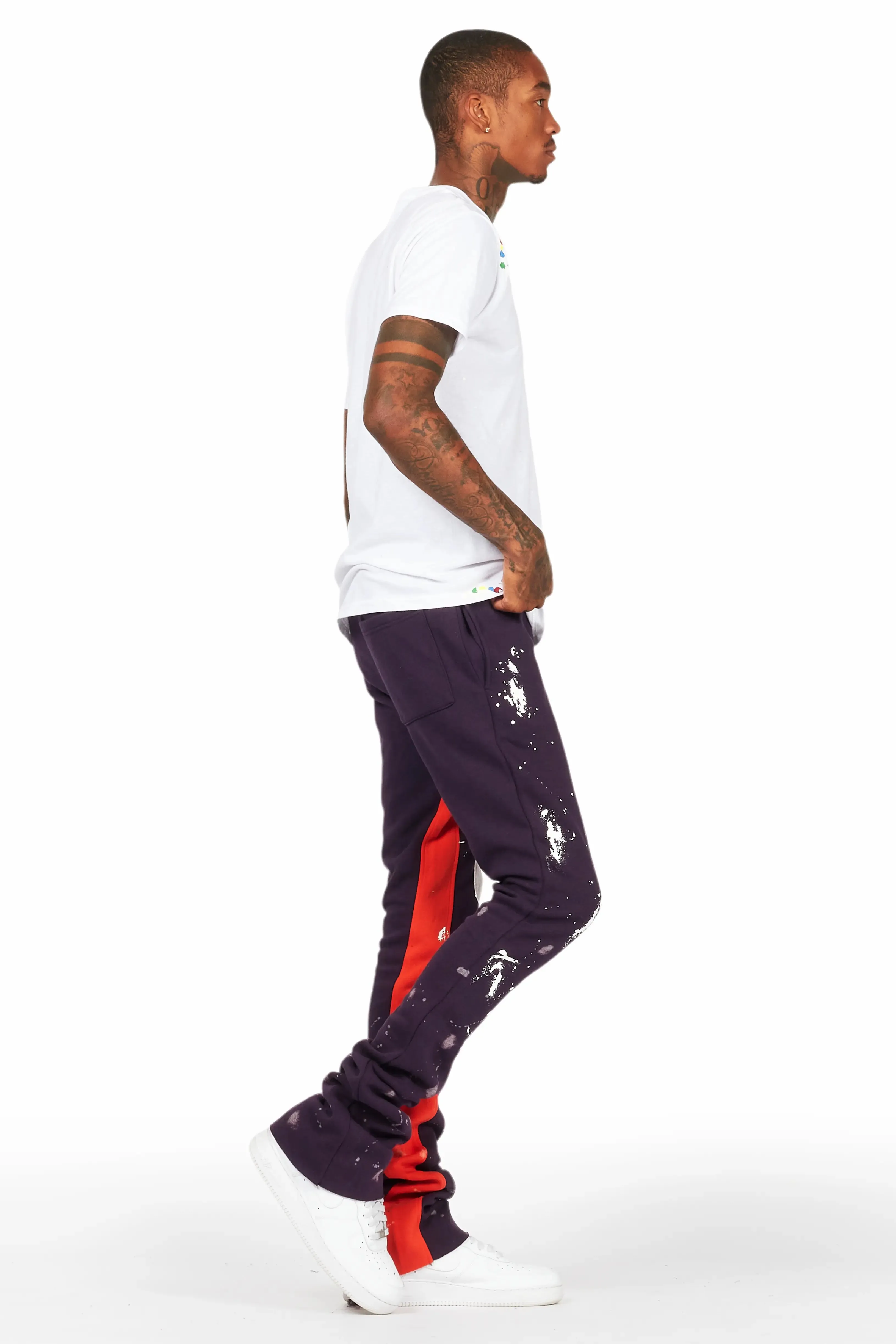Tanko Purple Patchwork Stacked Flare Track Pant sold by Rockstar Original product image thumbnail 4