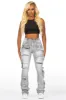 Symone Grey Wash Cargo Stacked Flare Jean sold by Rockstar Original