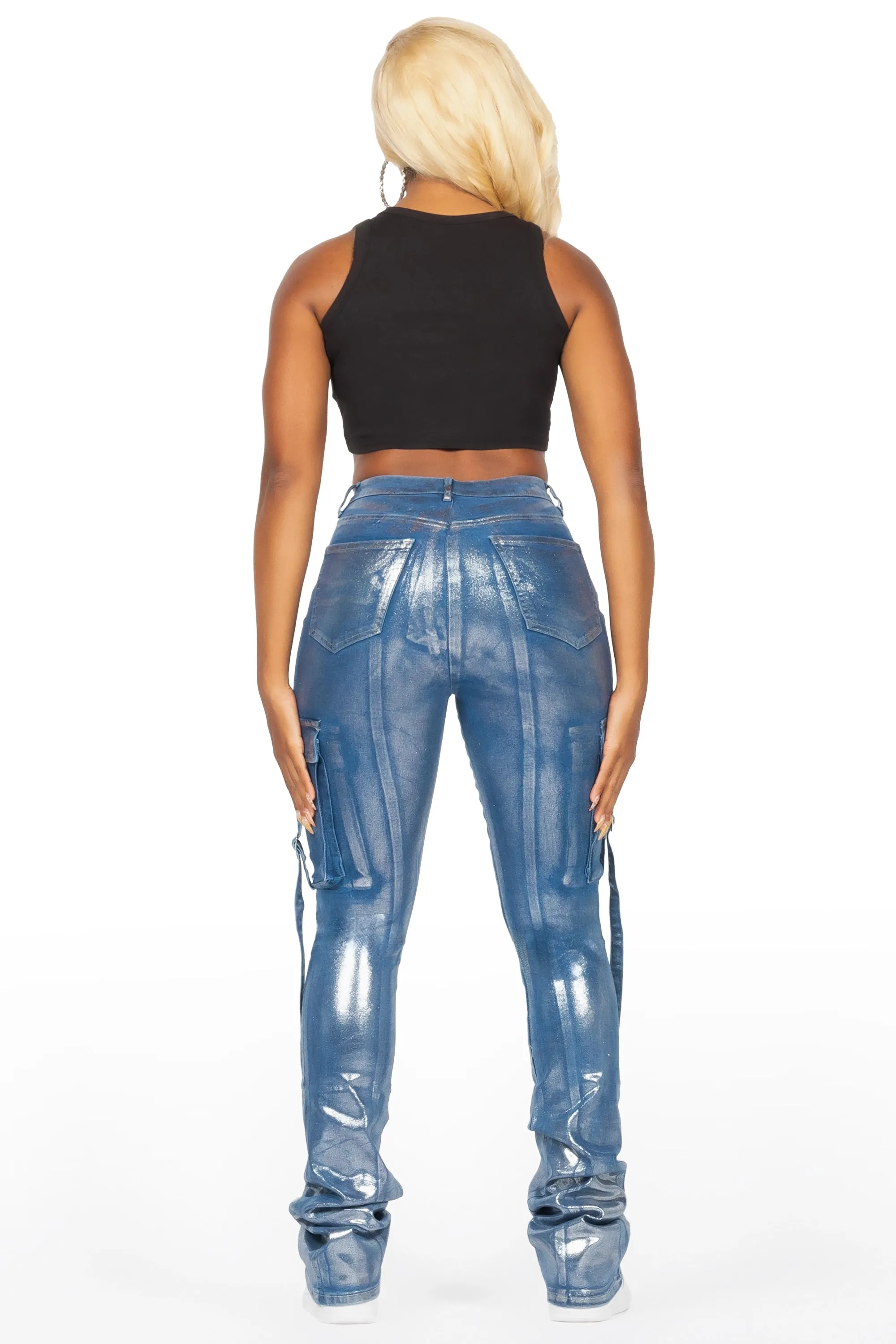 Lovera Med. Wash Foiled Stacked Flare Jean sold by Rockstar Original product image thumbnail 5