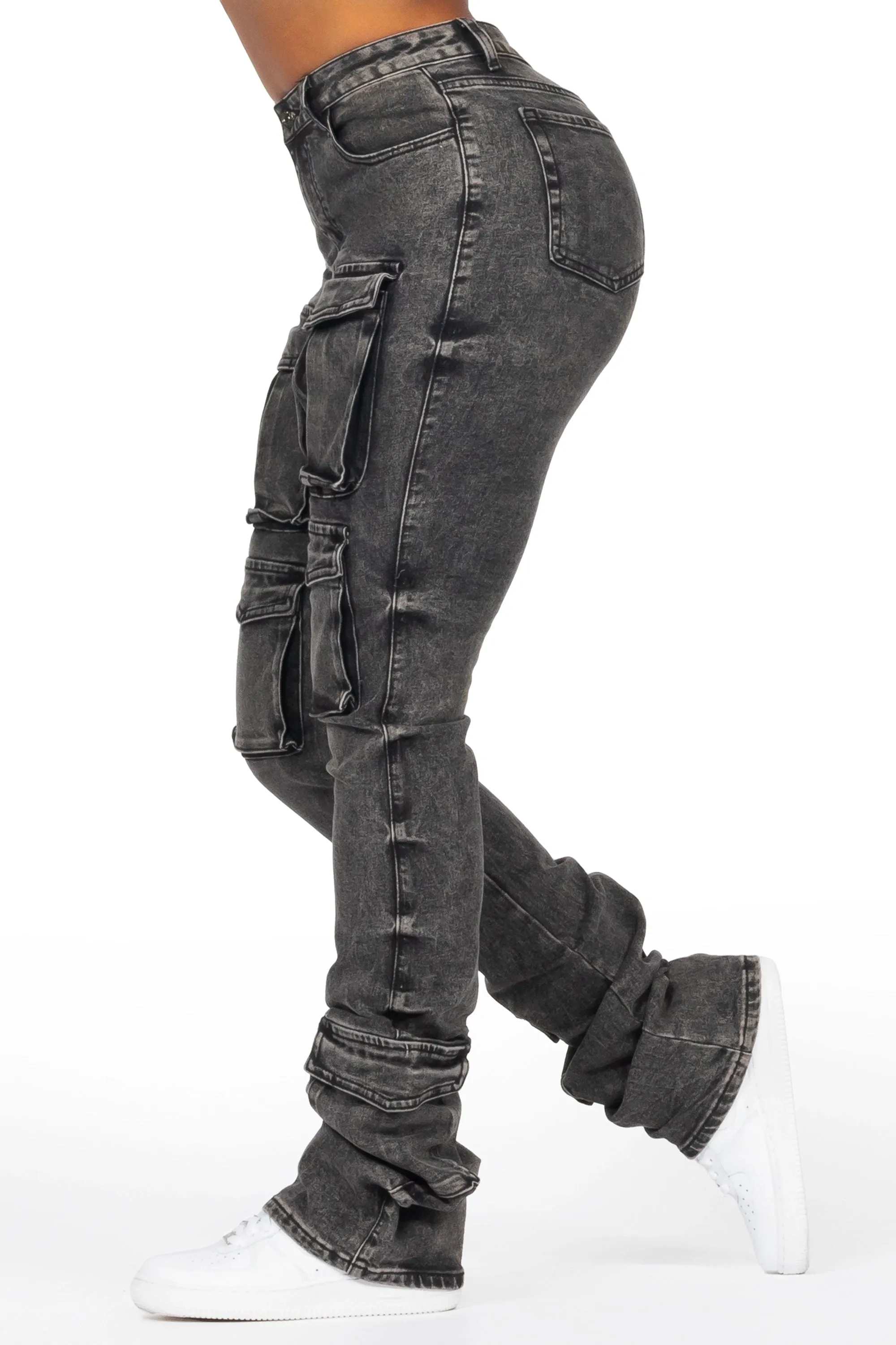 Angella Black Wash Cargo Super Stacked Jean sold by Rockstar Original product image thumbnail 2