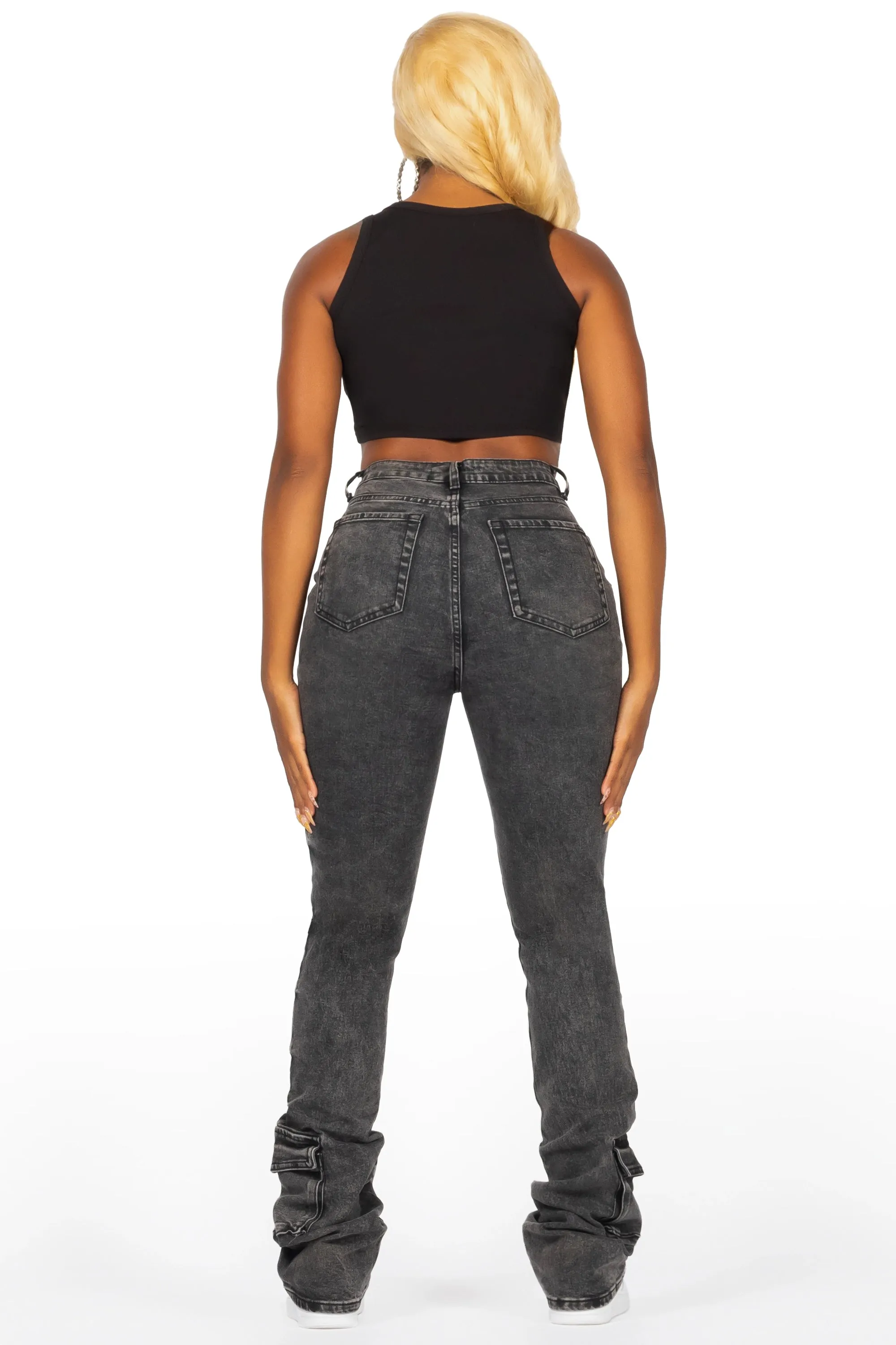 Angella Black Wash Cargo Super Stacked Jean sold by Rockstar Original product image thumbnail 5